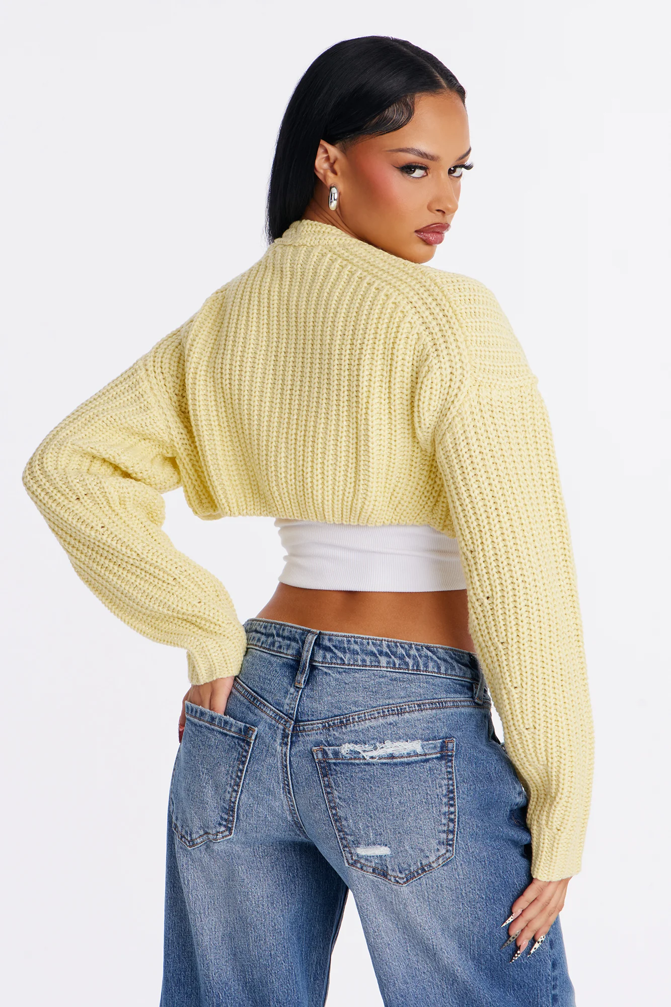 Cool Girl Mood Bolero Sweater - Butter Yellow - Image 4