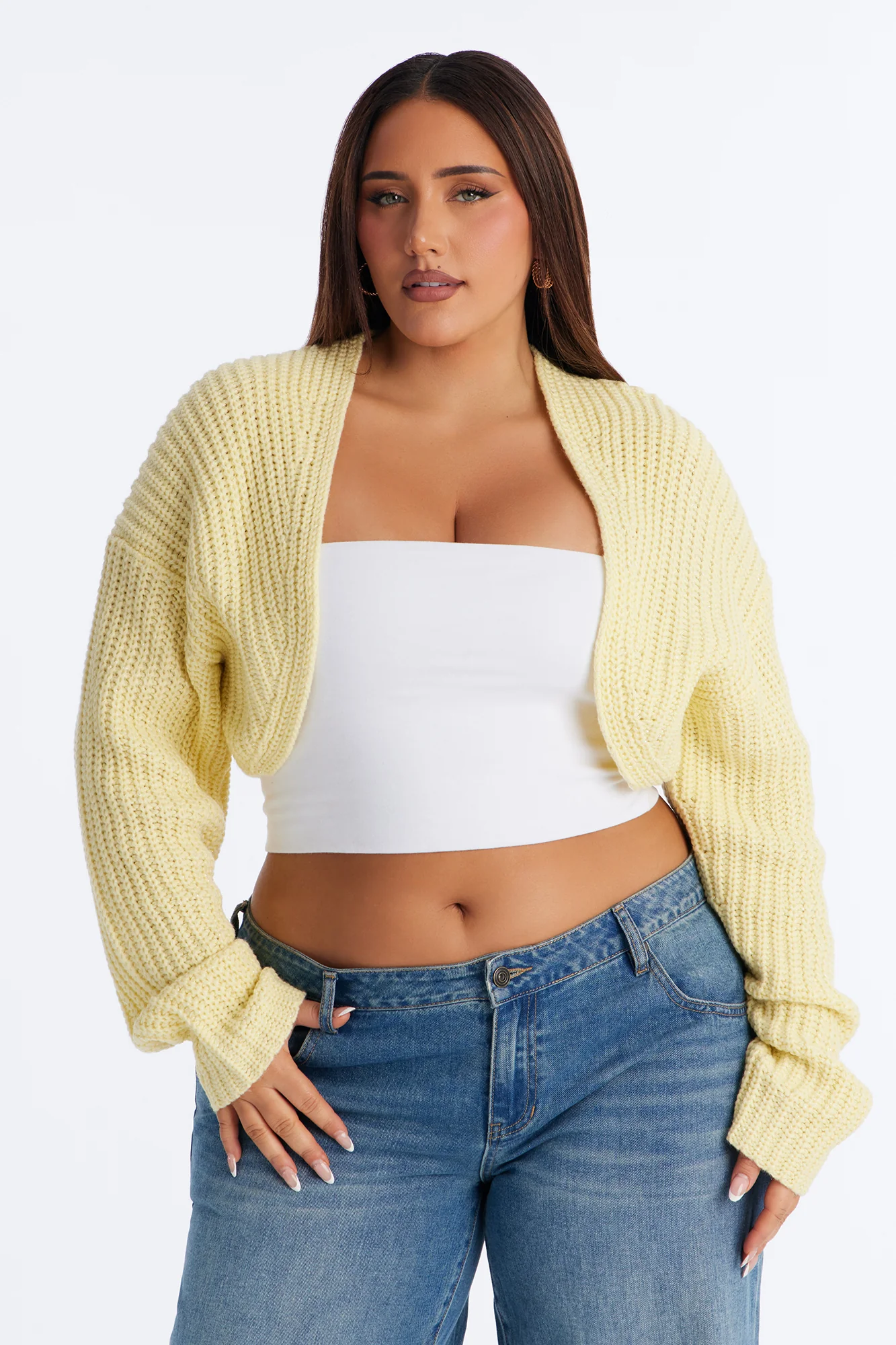 Cool Girl Mood Bolero Sweater - Butter Yellow - Image 5
