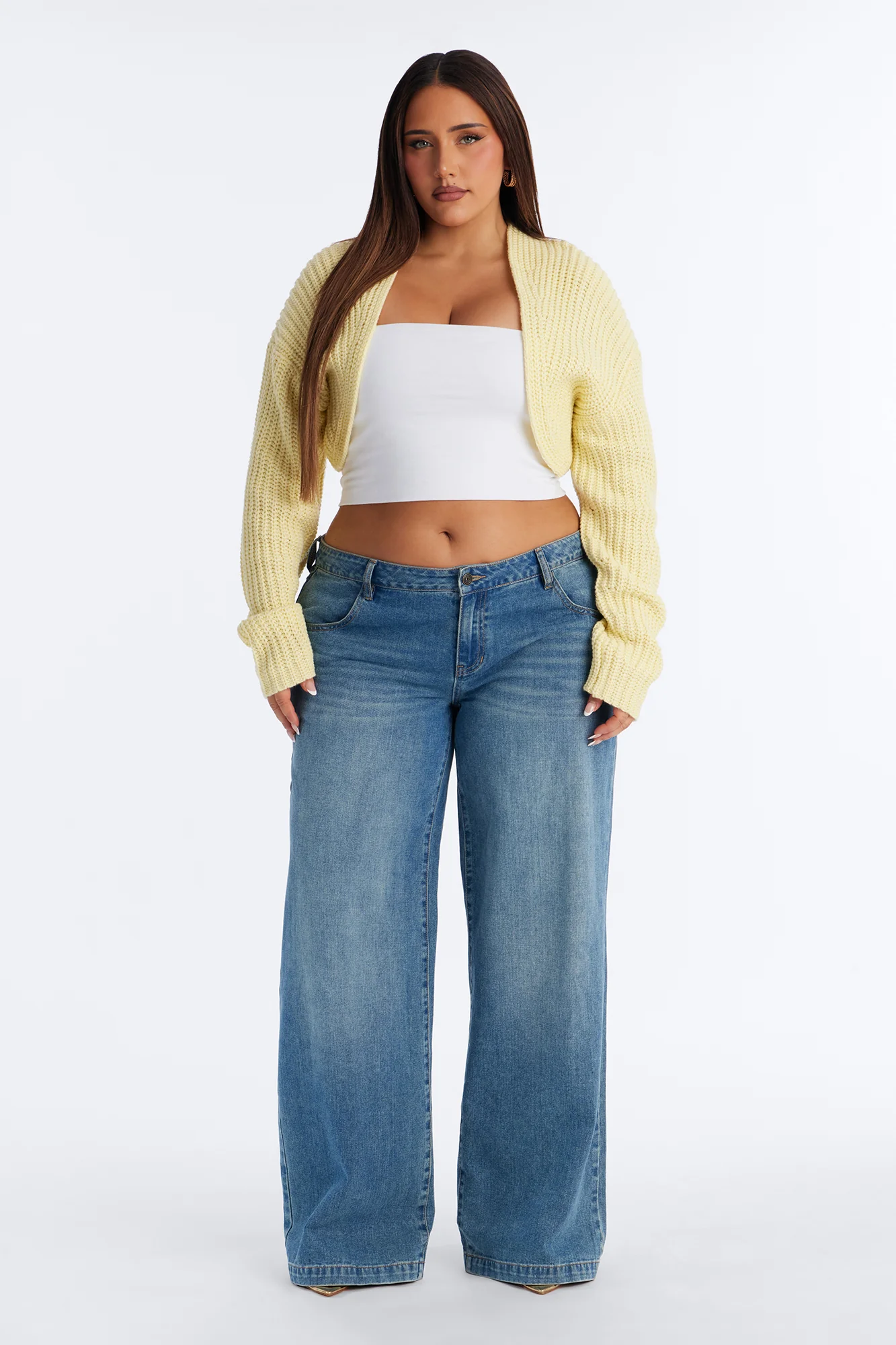 Cool Girl Mood Bolero Sweater - Butter Yellow - Image 6