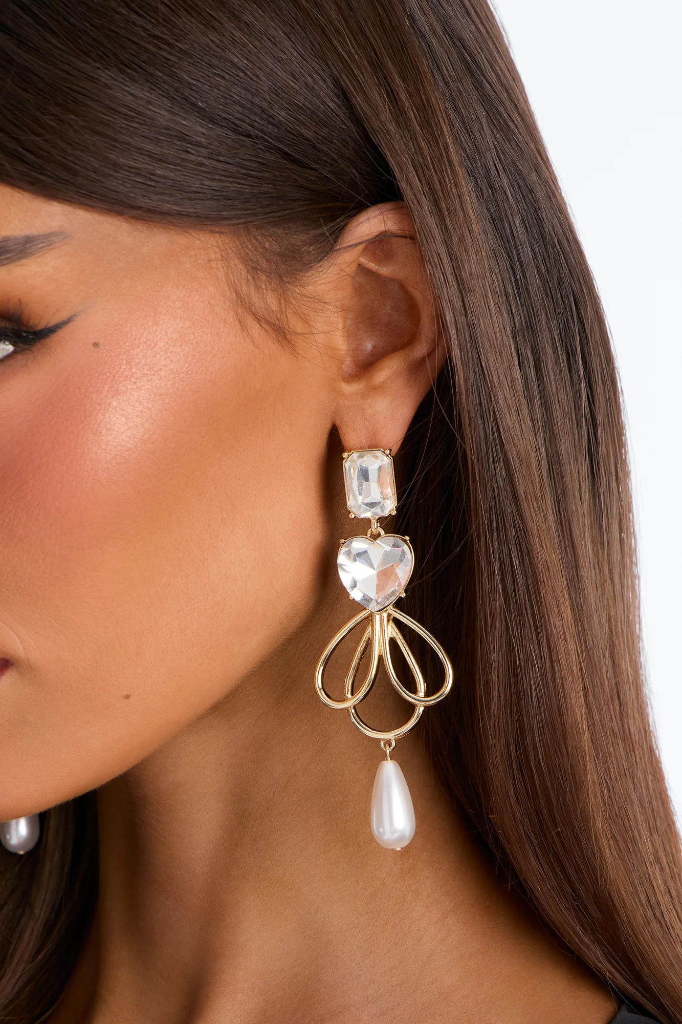 Coquetta Rhinestone Earrings - Gold