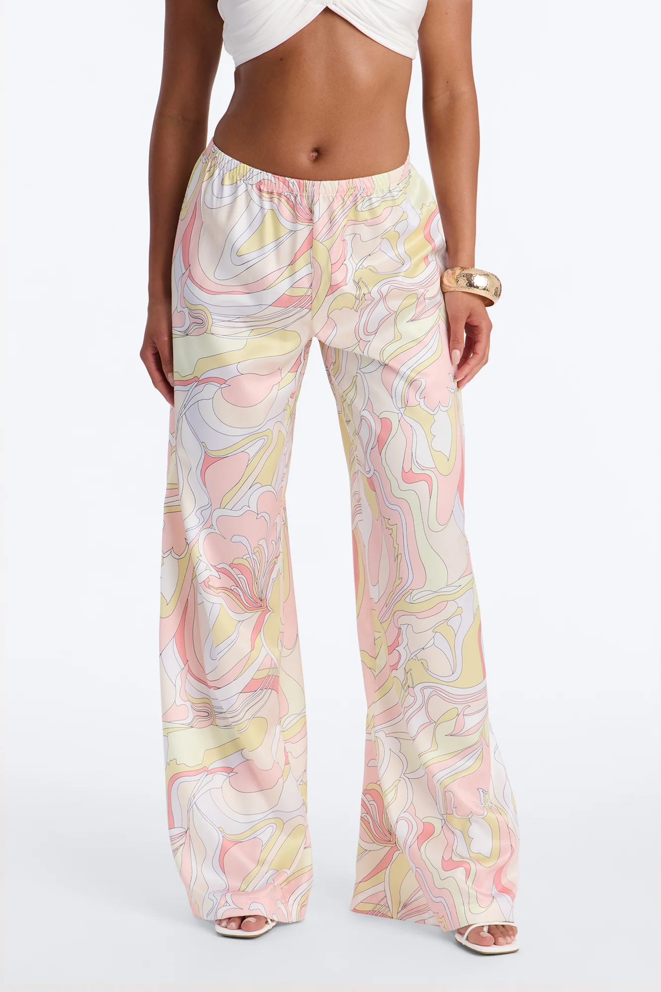 Cordelia Mid Rise Printed Wide Leg Pant - Yellow/combo - Image 2
