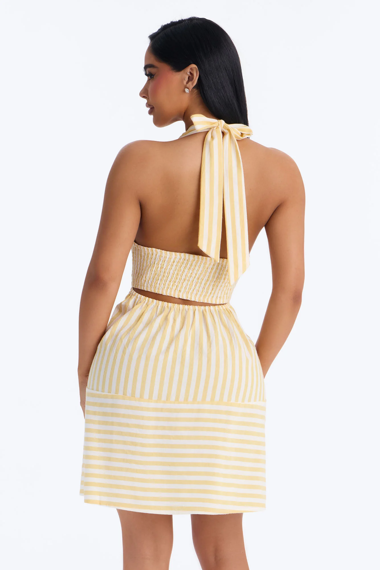 Cordelia Striped Linen Mini Dress - Yellow/combo - Image 3