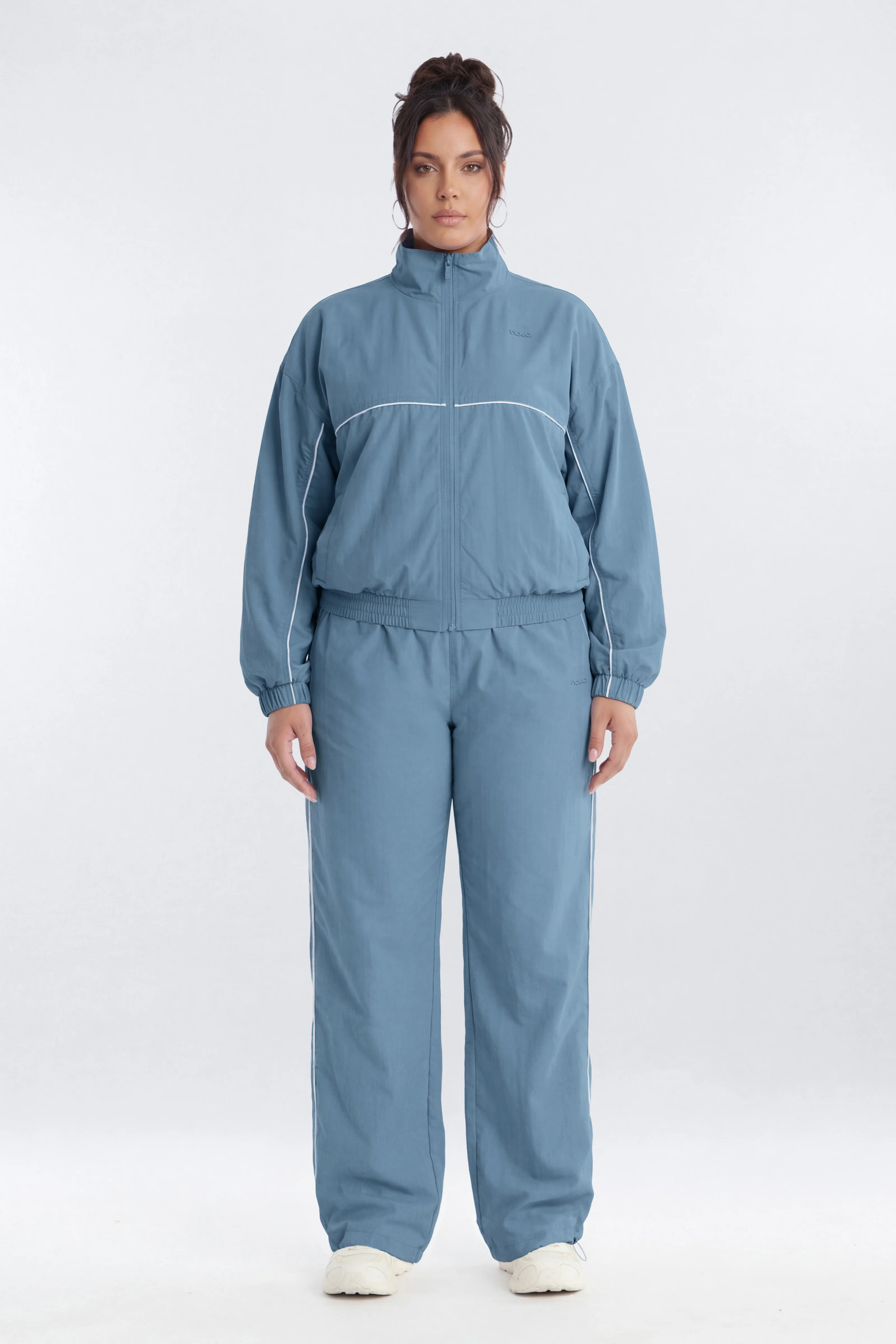CoreNylon Mock Neck Full Zip Track Jacket - Soft Indigo - Image 7