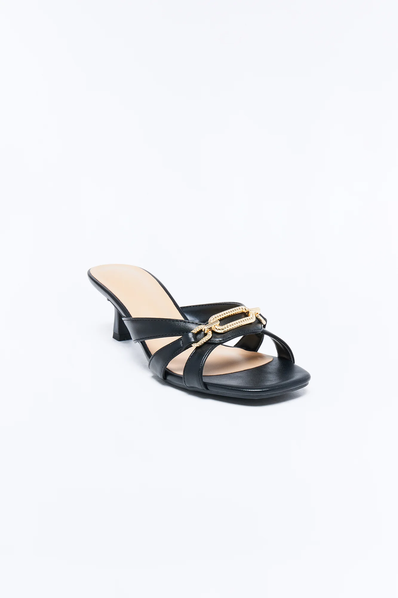 Corinne Kitten Heel Mules - Black