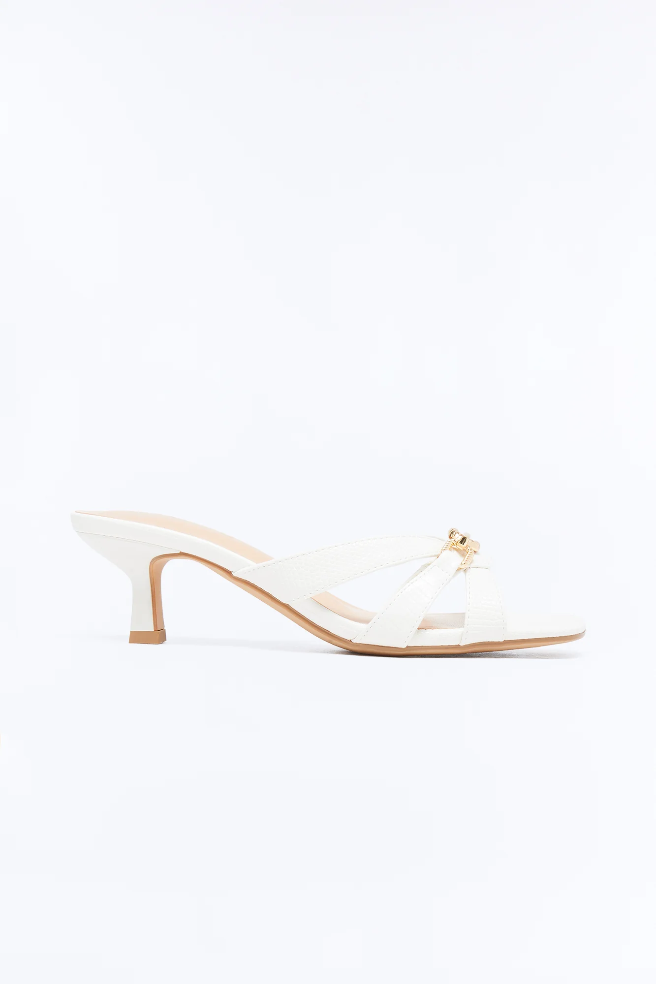 Corinne Kitten Heel Mules - Bone