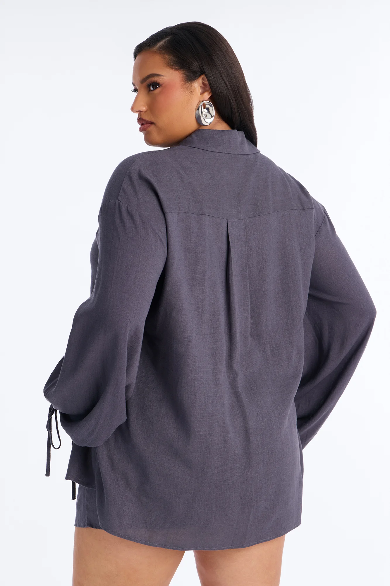Corinne Linen Short Set - Charcoal - Image 8