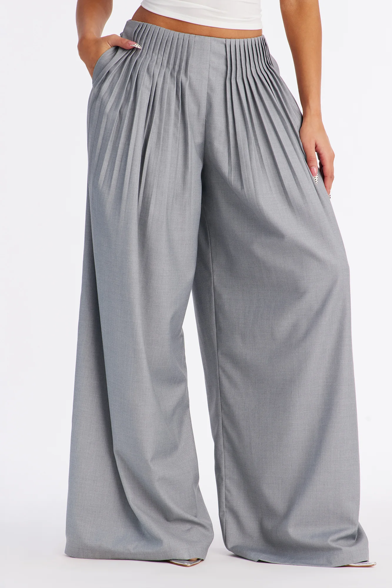 Corporate Queen Trouser Wide Leg Pant 32″ - Grey - Image 2