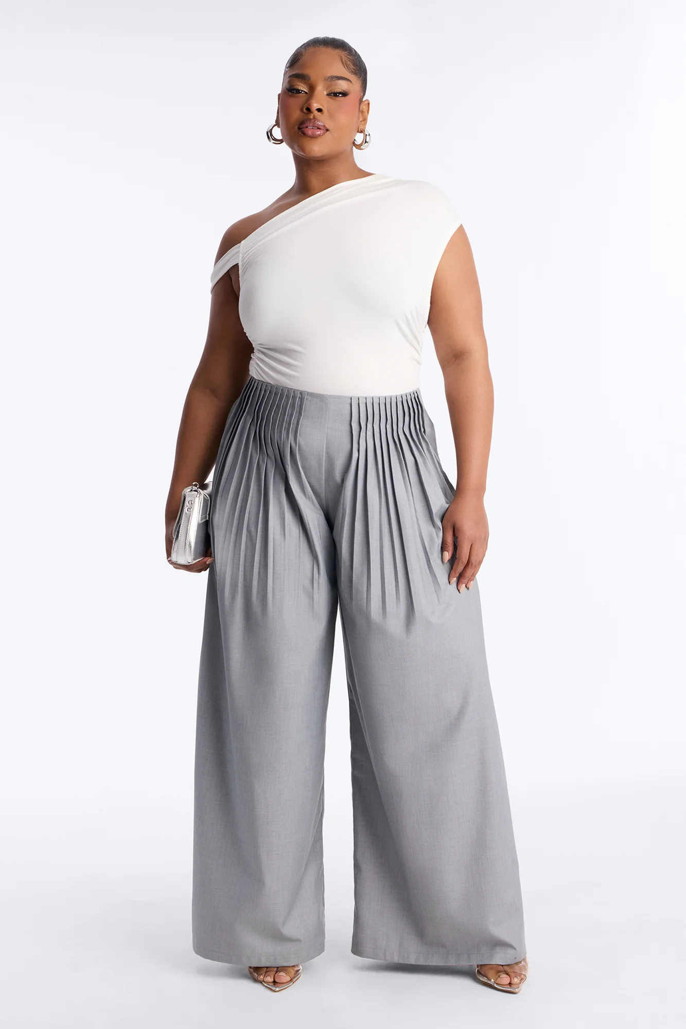 Corporate Queen Trouser Wide Leg Pant 32″ - Grey - Image 4
