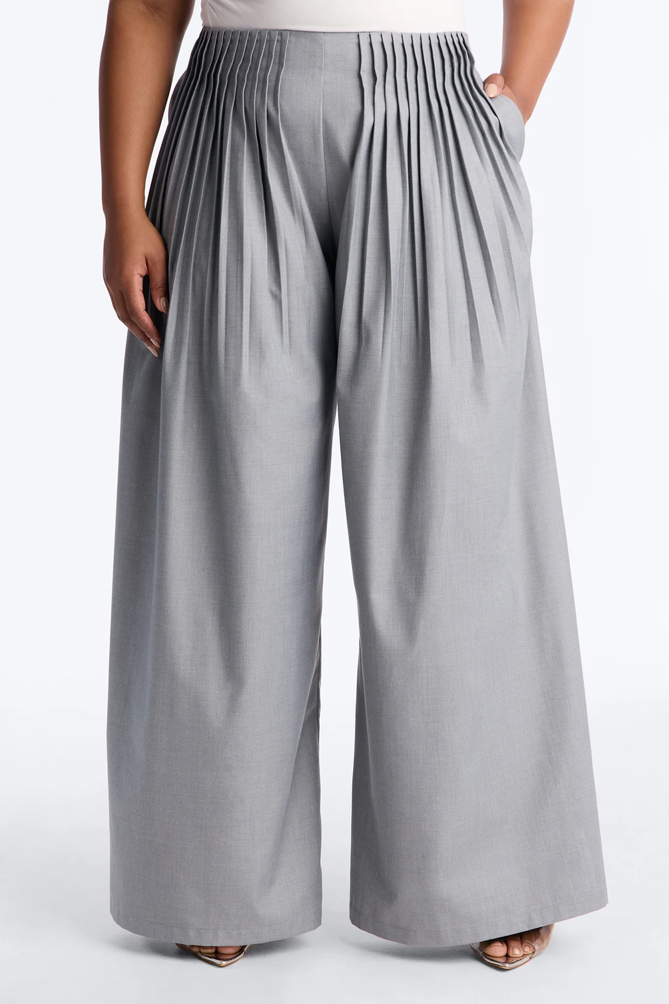 Corporate Queen Trouser Wide Leg Pant 32″ - Grey - Image 5