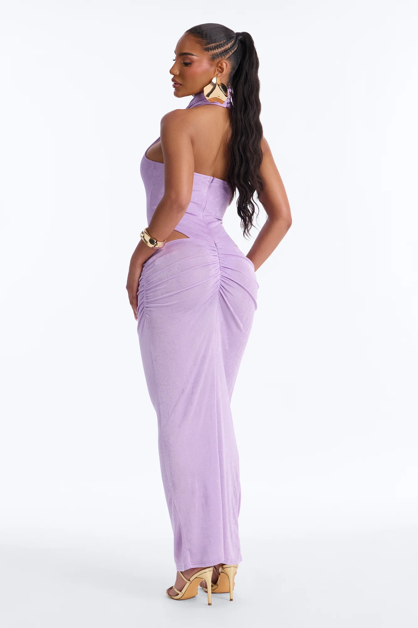 Cosmic Slinky Midi Dress - Purple - Image 4