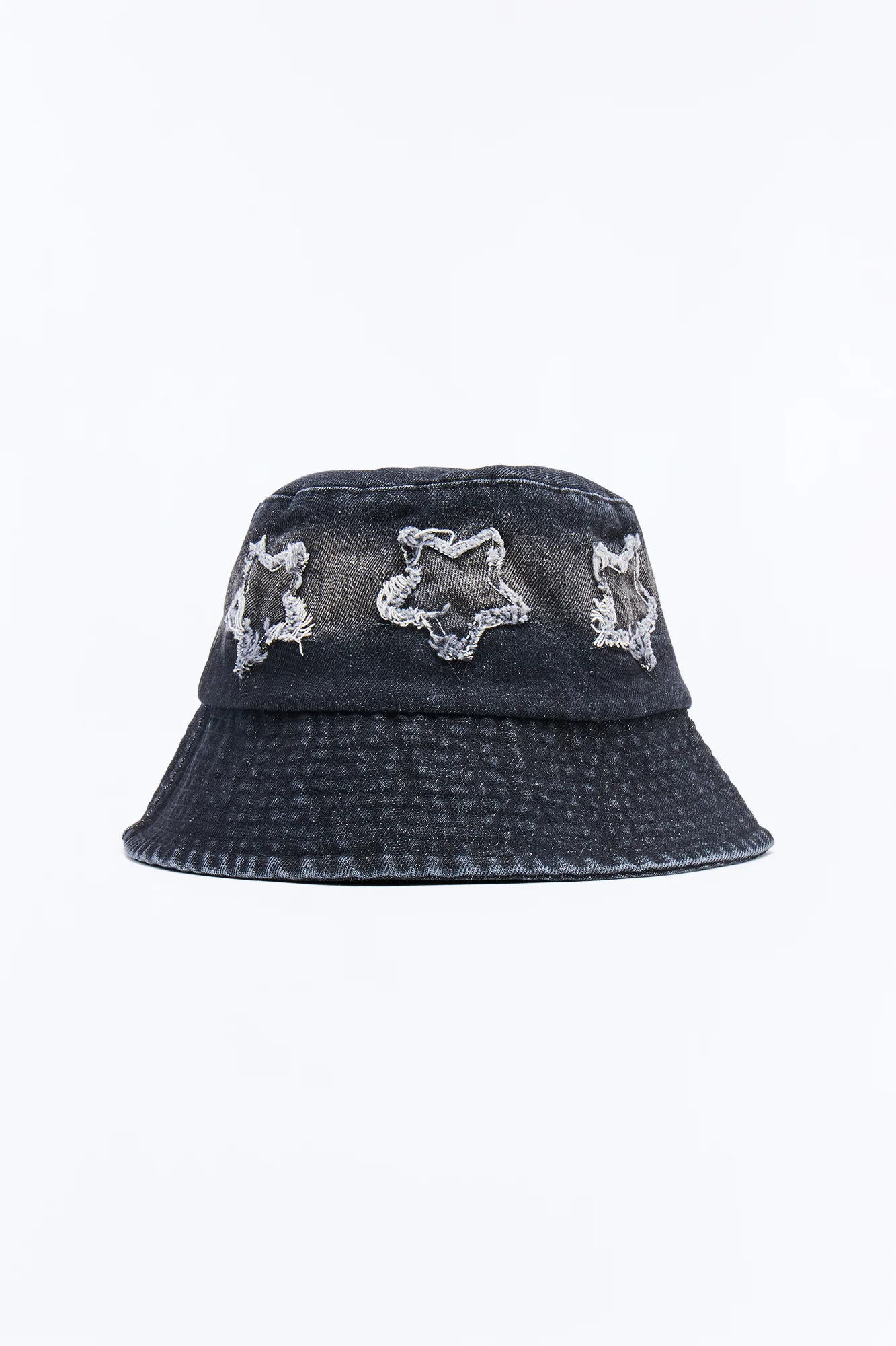 Cosmo Distress Denim Bucket Hat - Black Wash