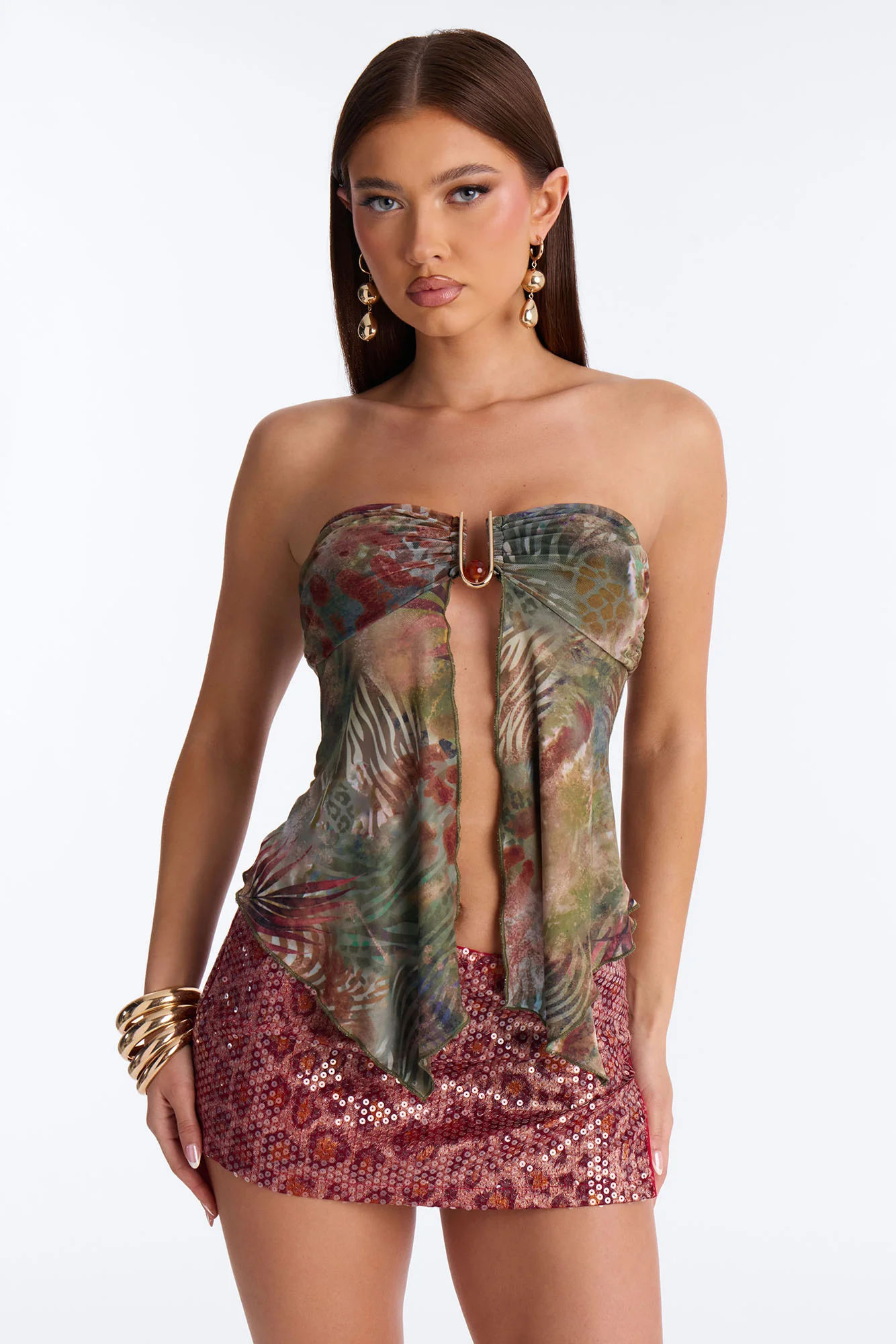 Costa Rica Queen Mesh Flyaway Tube Top - Green/combo - Image 6