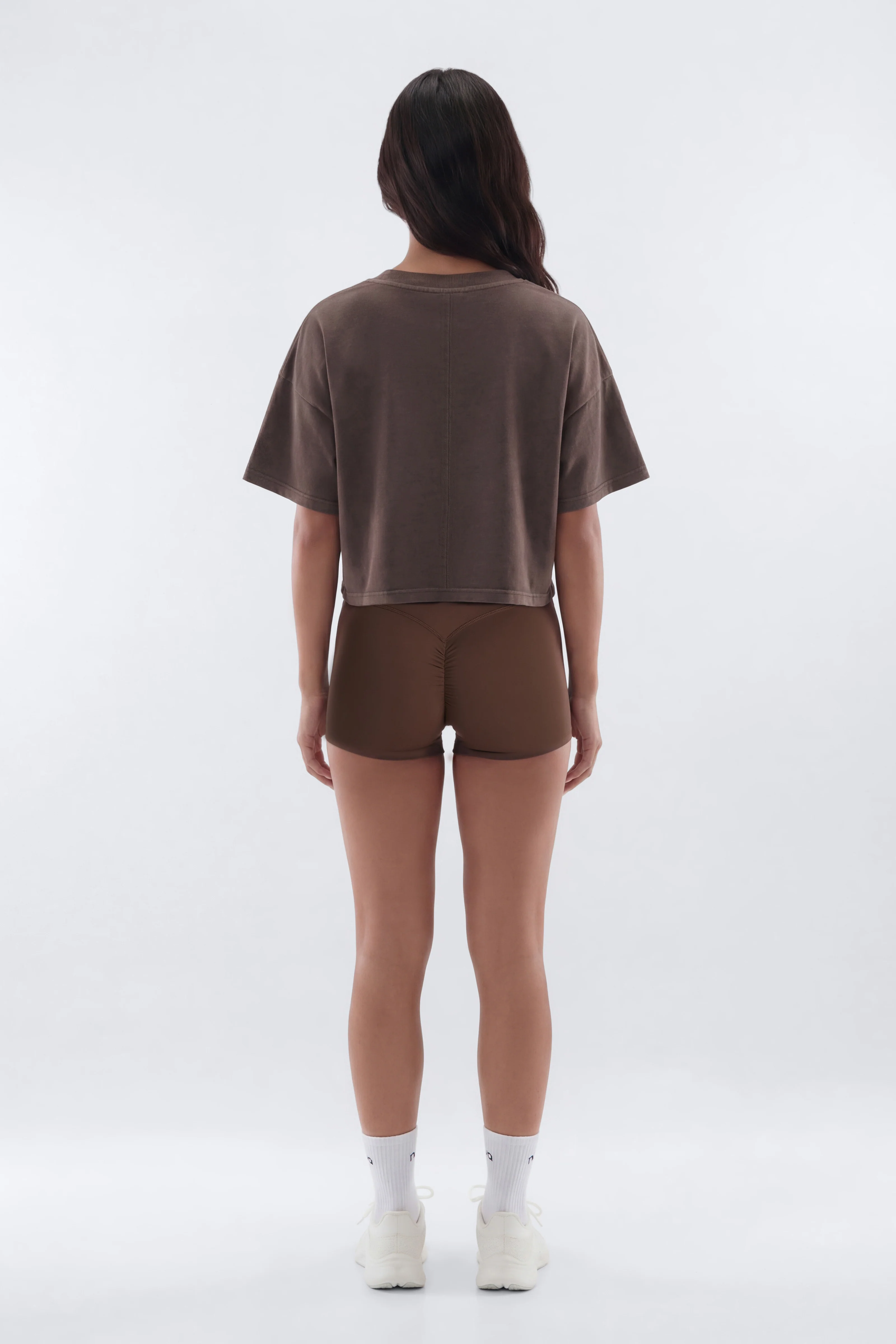 Cotton Jersey Boxy Short Sleeve Top - Brown - Image 3