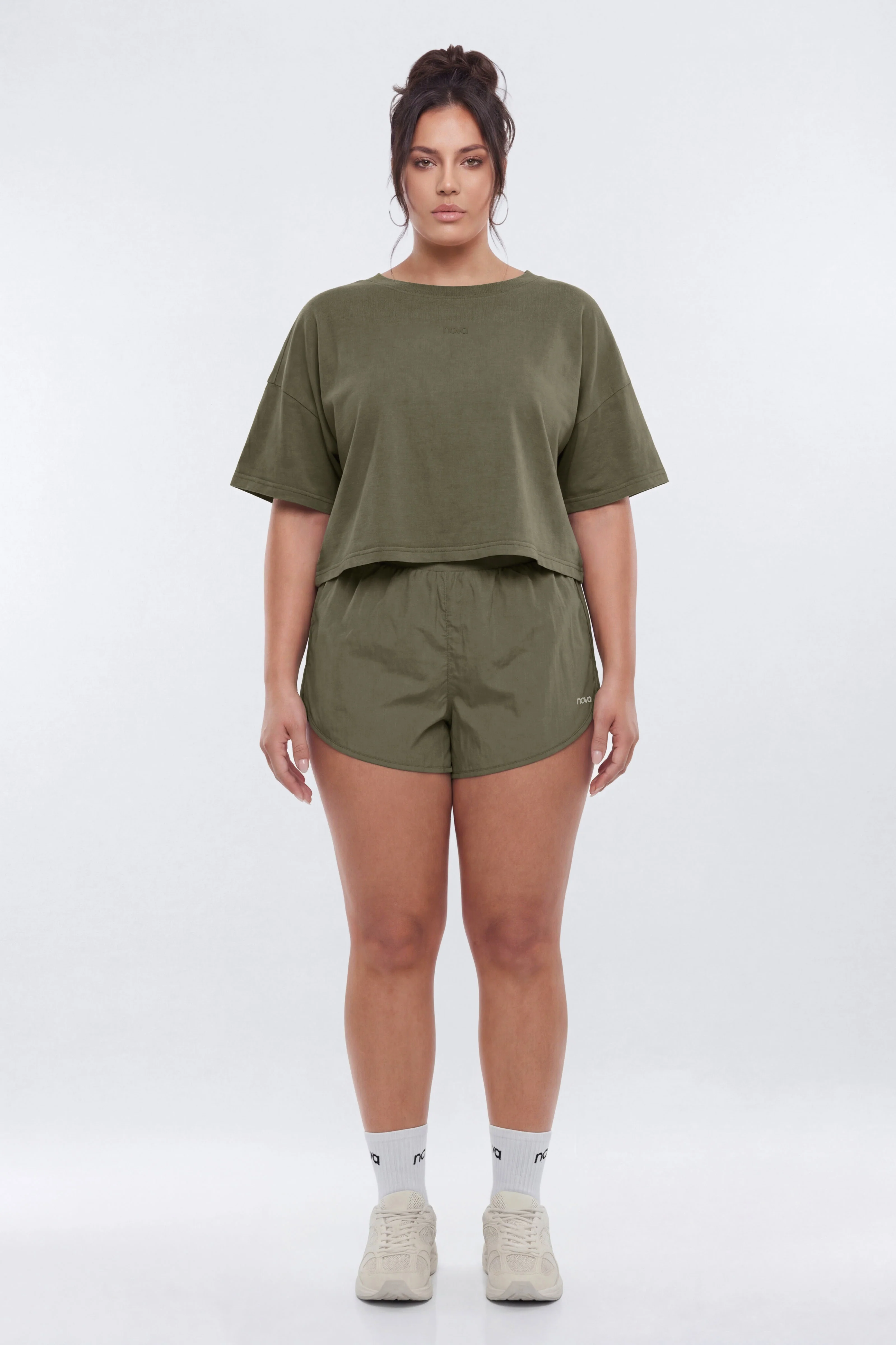 Cotton Jersey Boxy Short Sleeve Top - Moss - Image 6