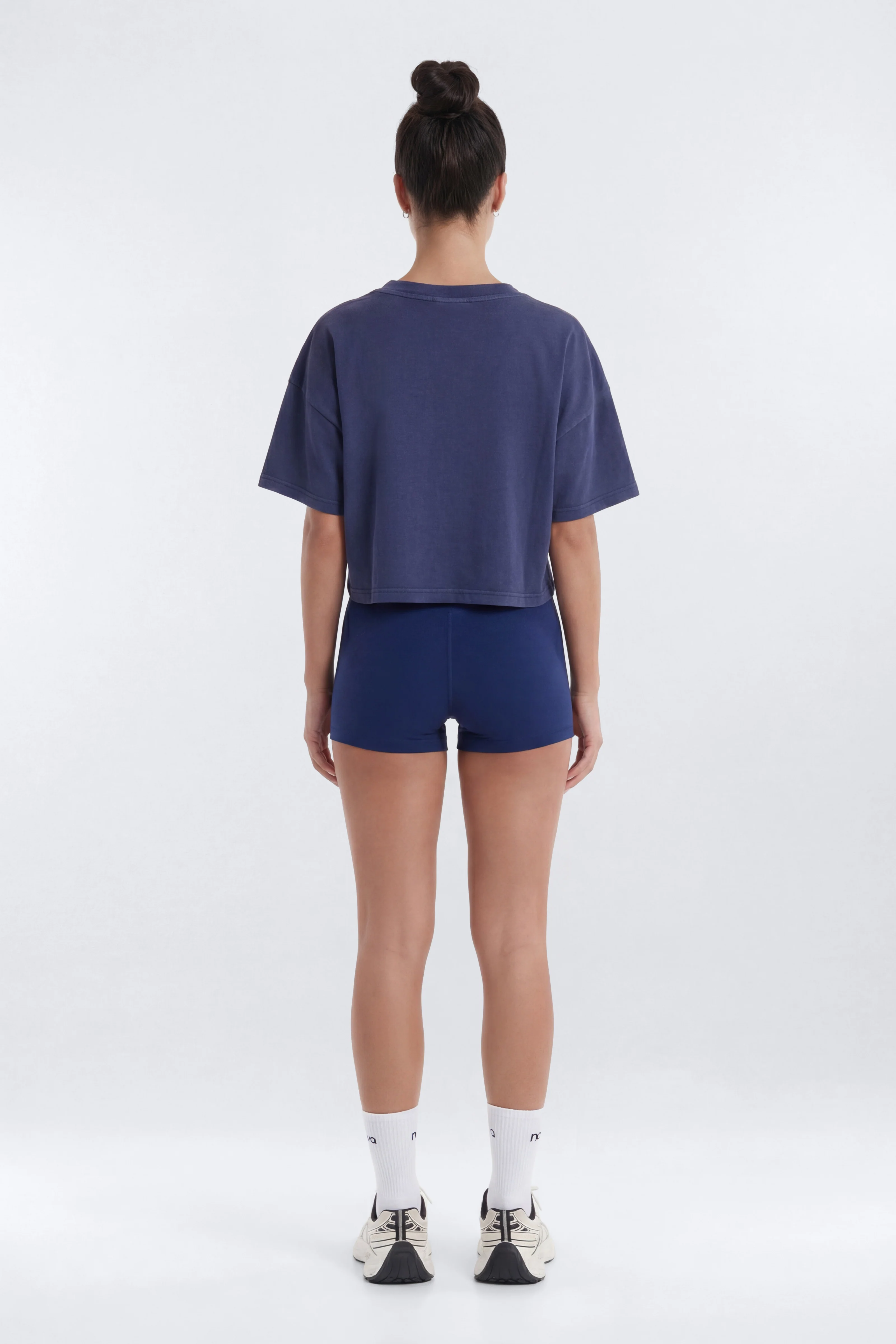 Cotton Jersey Boxy Short Sleeve Top - Navy - Image 3