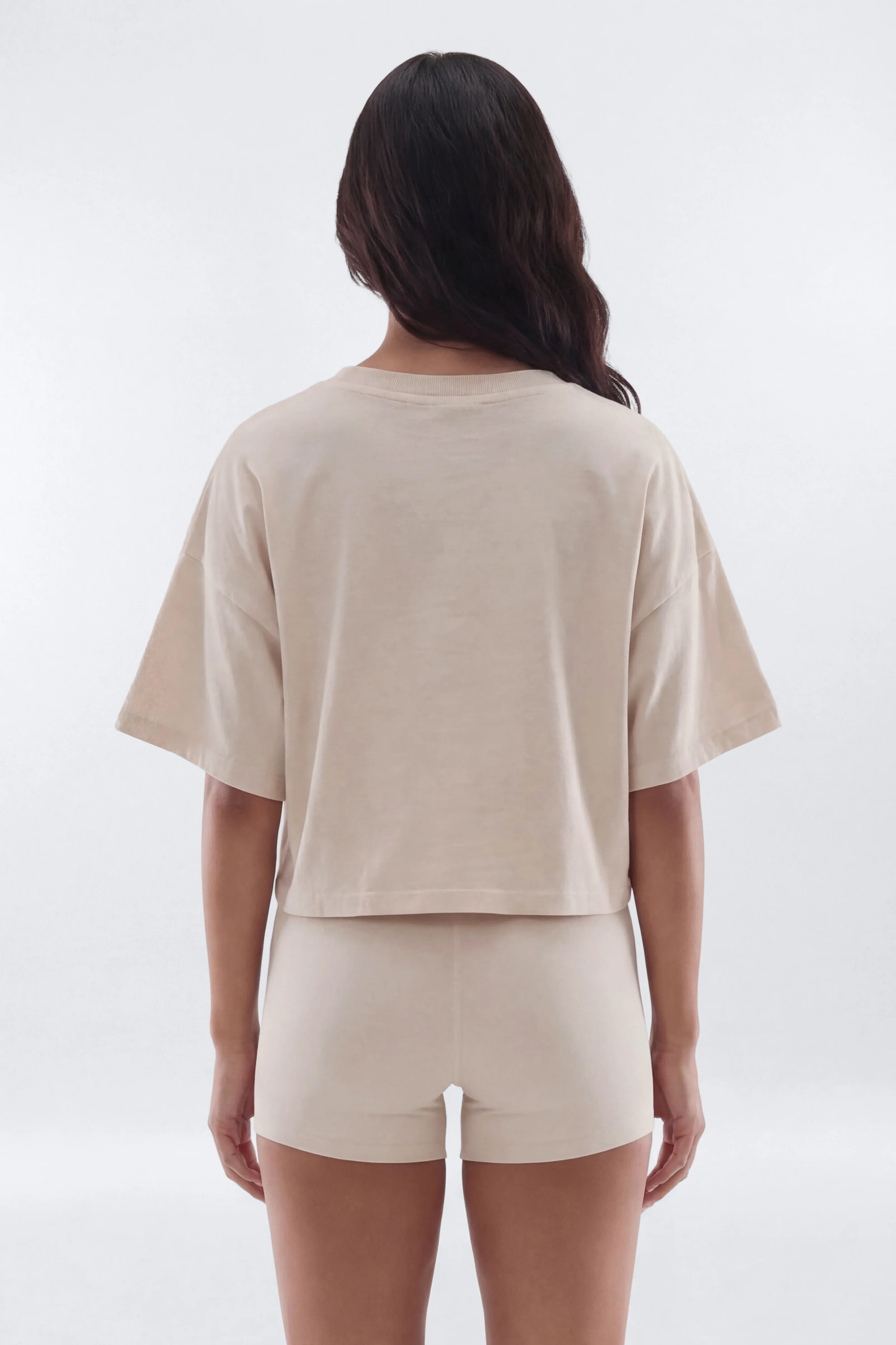 Cotton Jersey Boxy Short Sleeve Top - Oat Milk - Image 3
