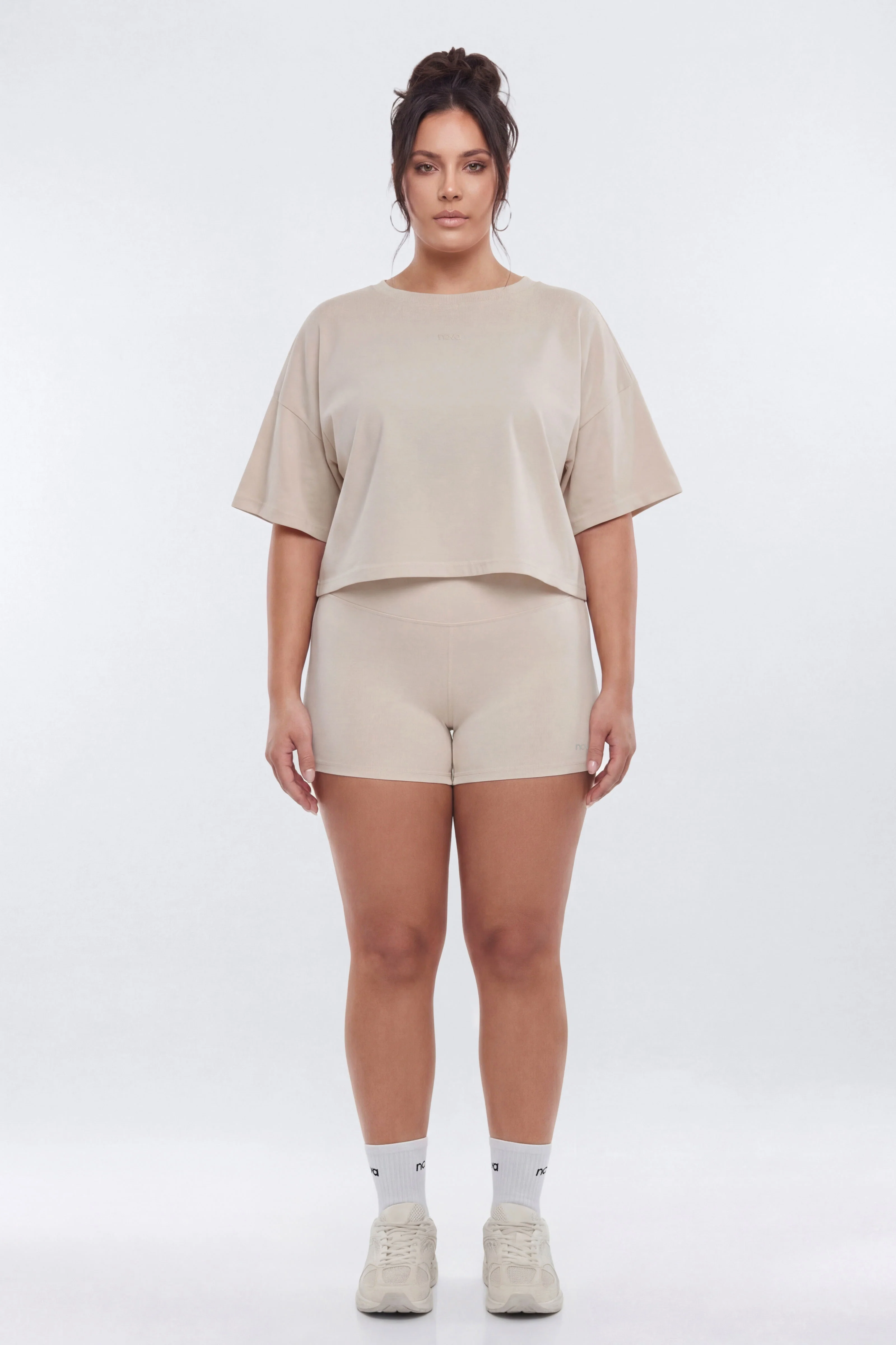 Cotton Jersey Boxy Short Sleeve Top - Oat Milk - Image 6
