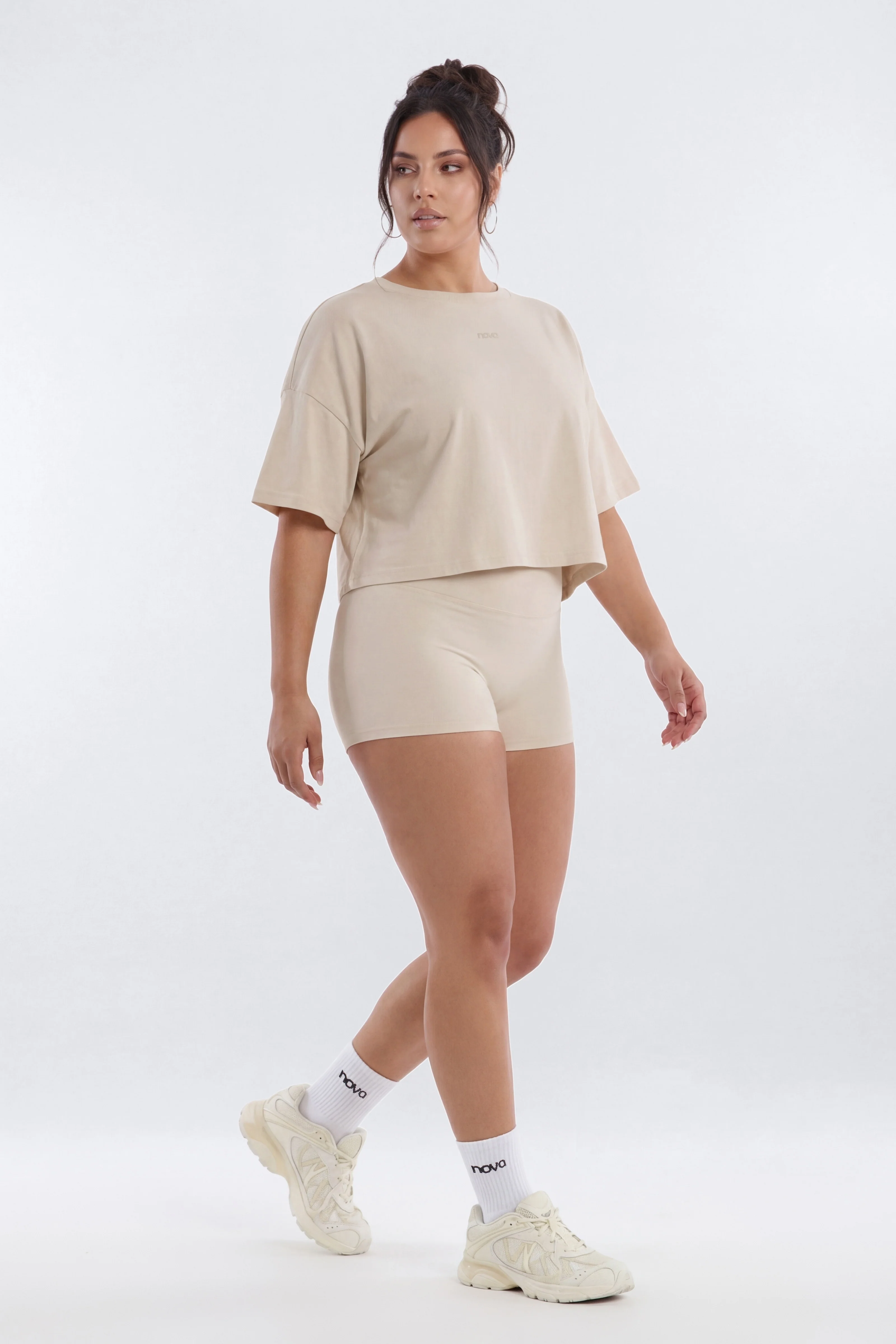 Cotton Jersey Boxy Short Sleeve Top - Oat Milk - Image 7