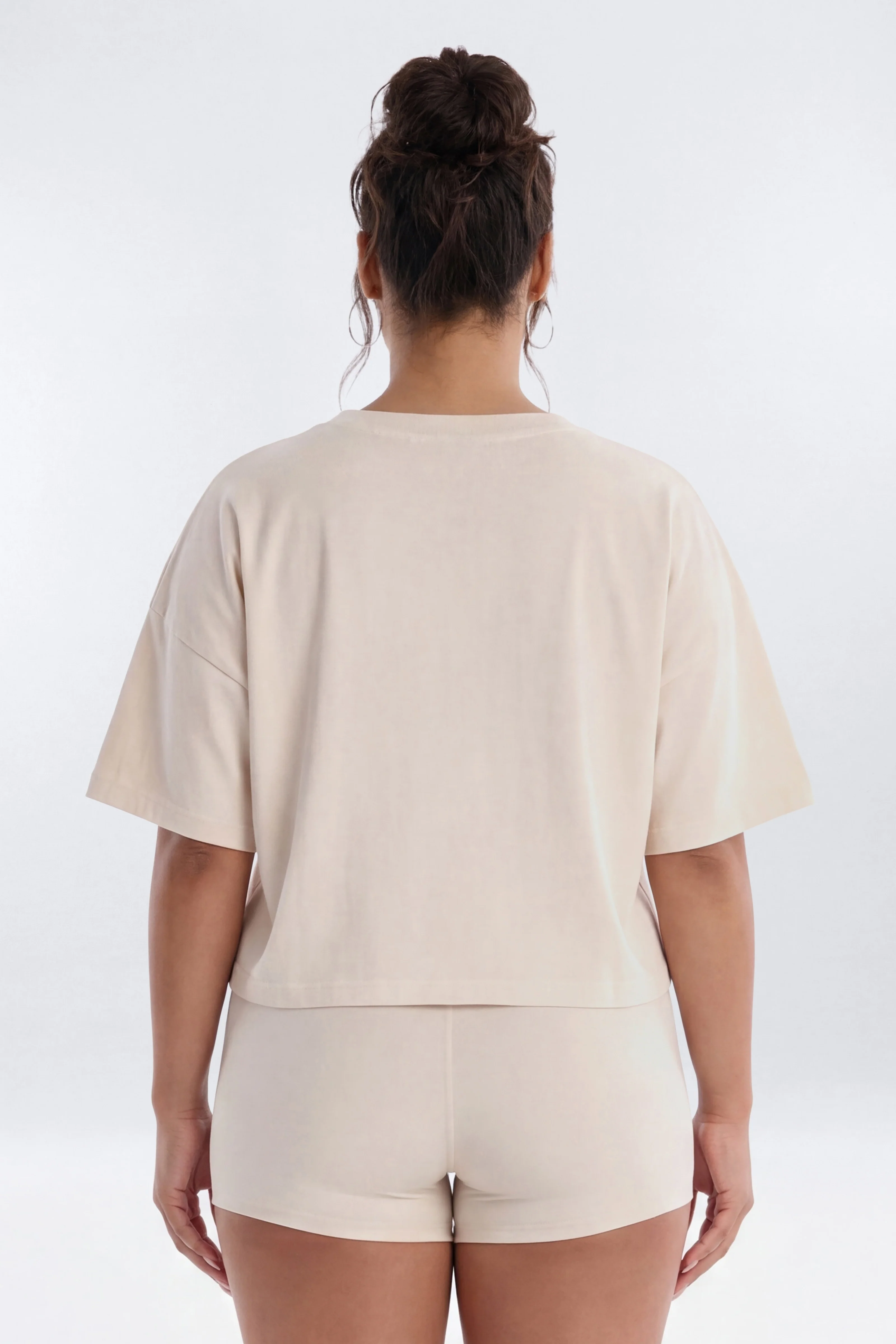 Cotton Jersey Boxy Short Sleeve Top - Oat Milk - Image 8