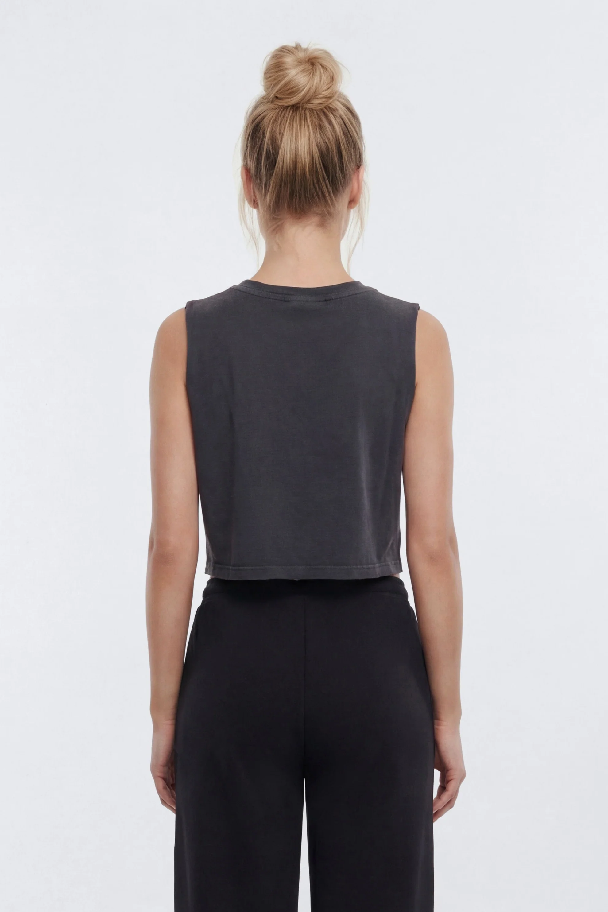 Cotton Jersey Muscle Tank Top - Charcoal - Image 3