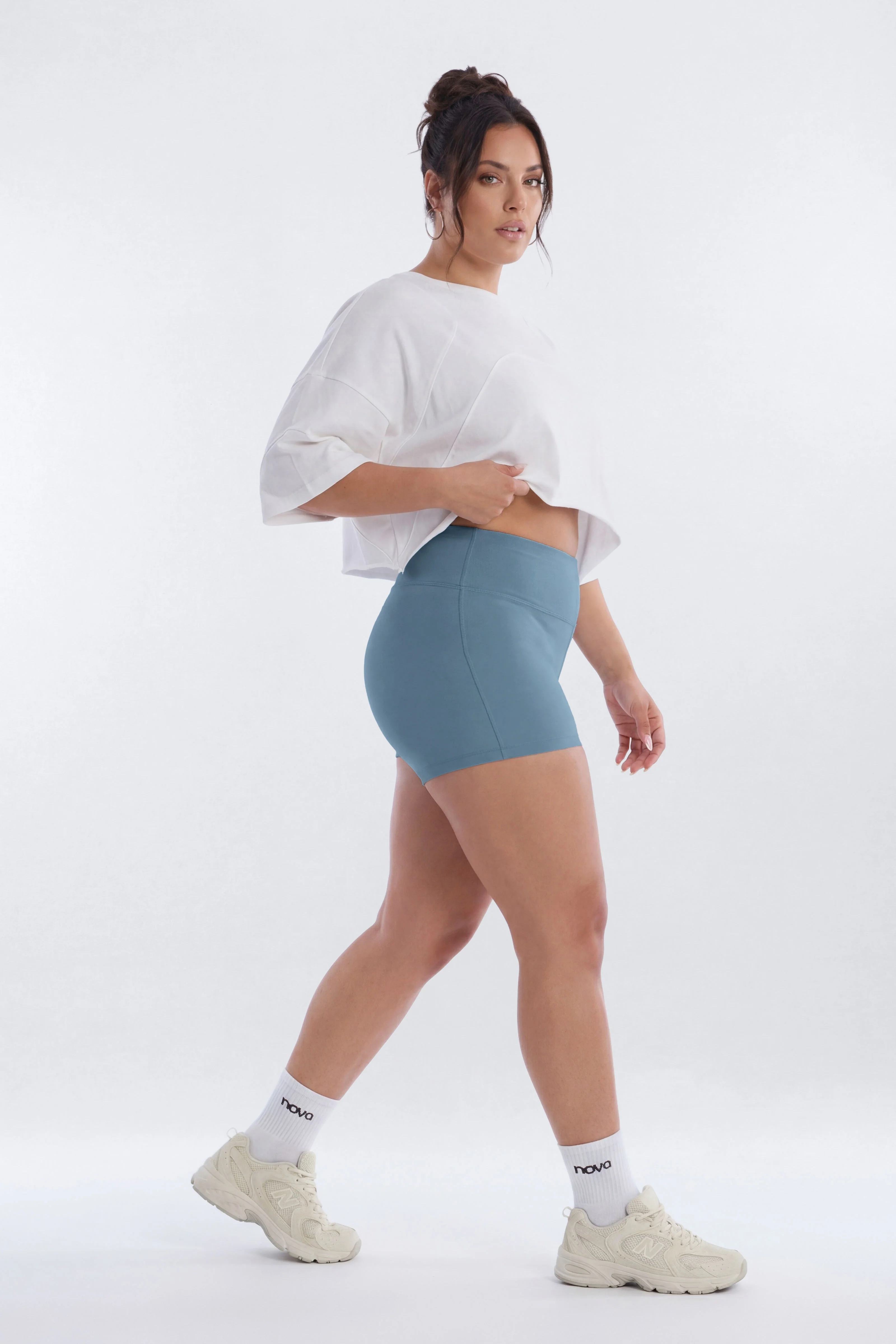 Cotton Jersey Oversized Stitched Short Sleeve Top - Bright White - Image 7