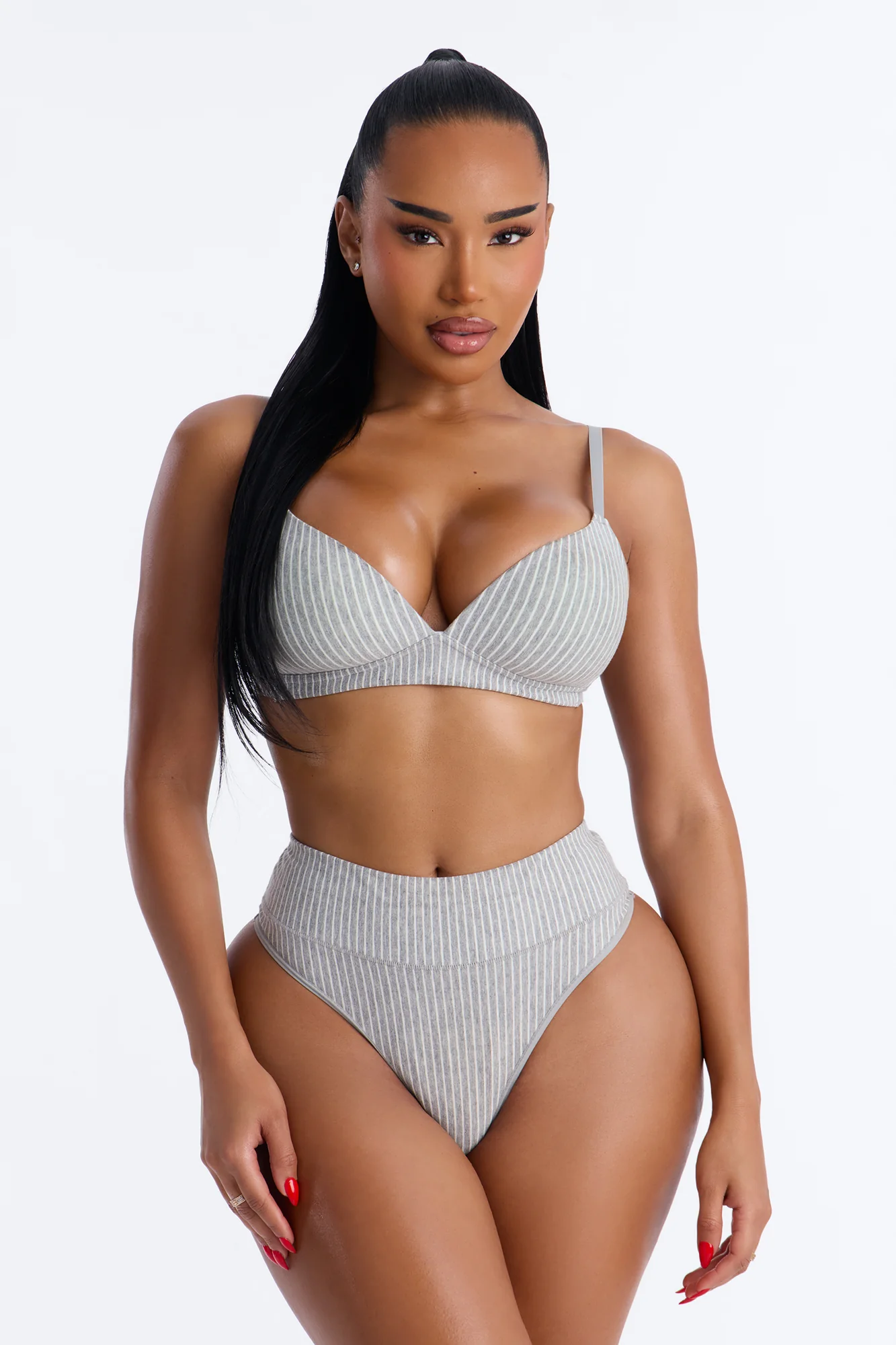 Cotton Stretch Comfort Wirefree Bra - Grey - Image 2