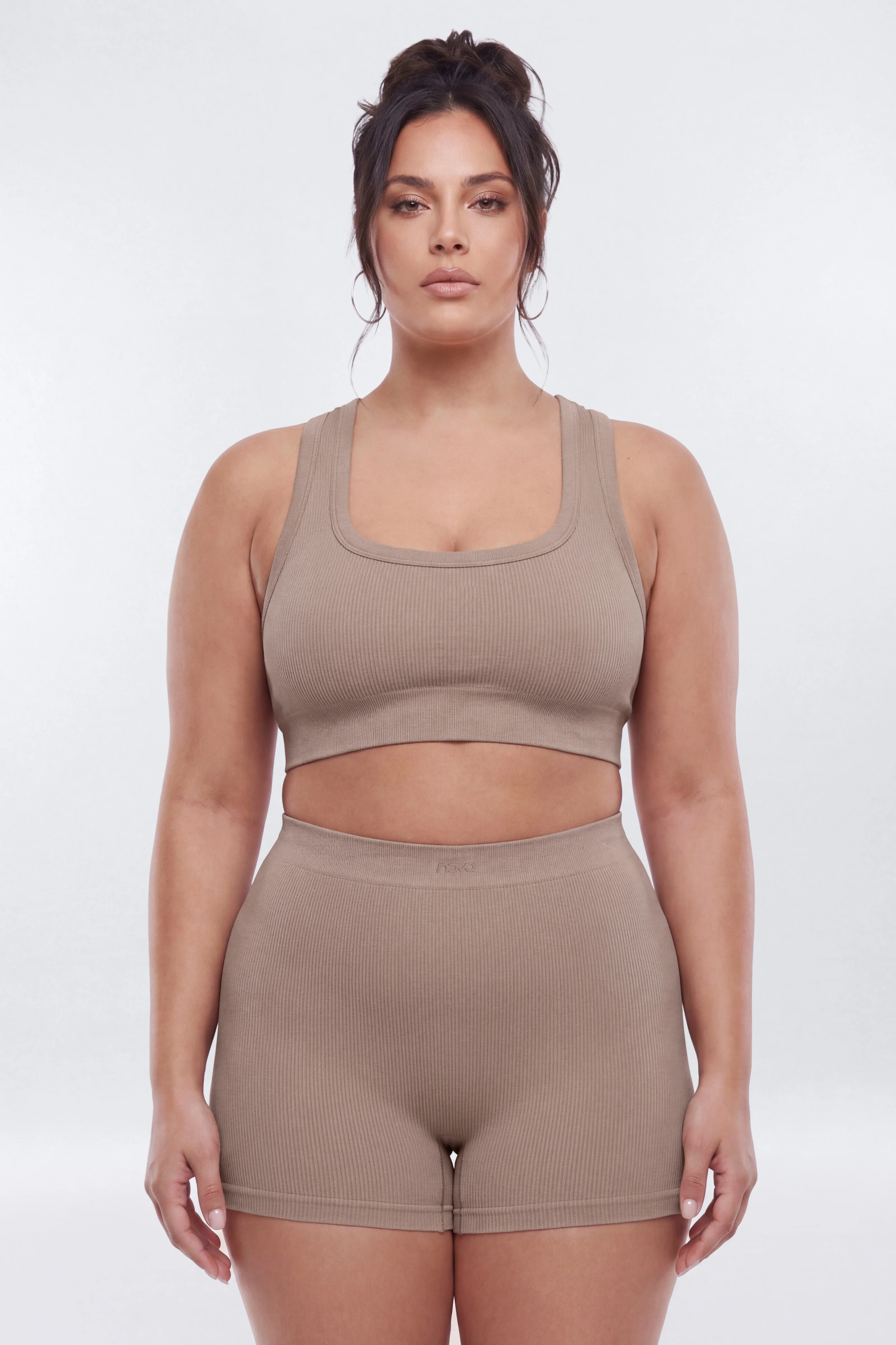CottonFlex™ 4″ Sports Biker Short - Taupe - Image 6