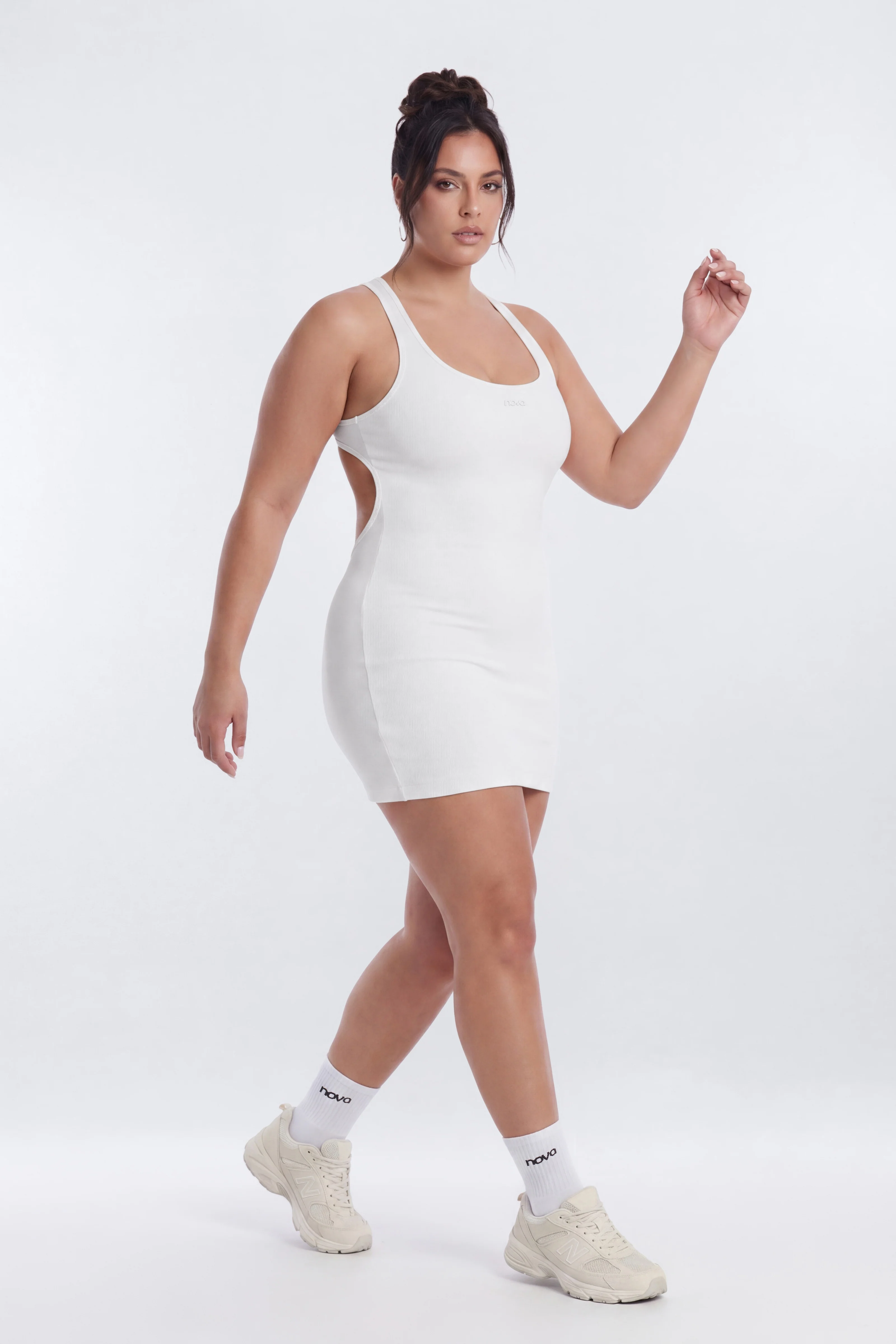 CottonFlex™ Cut Out Back Sports Dress - White - Image 6
