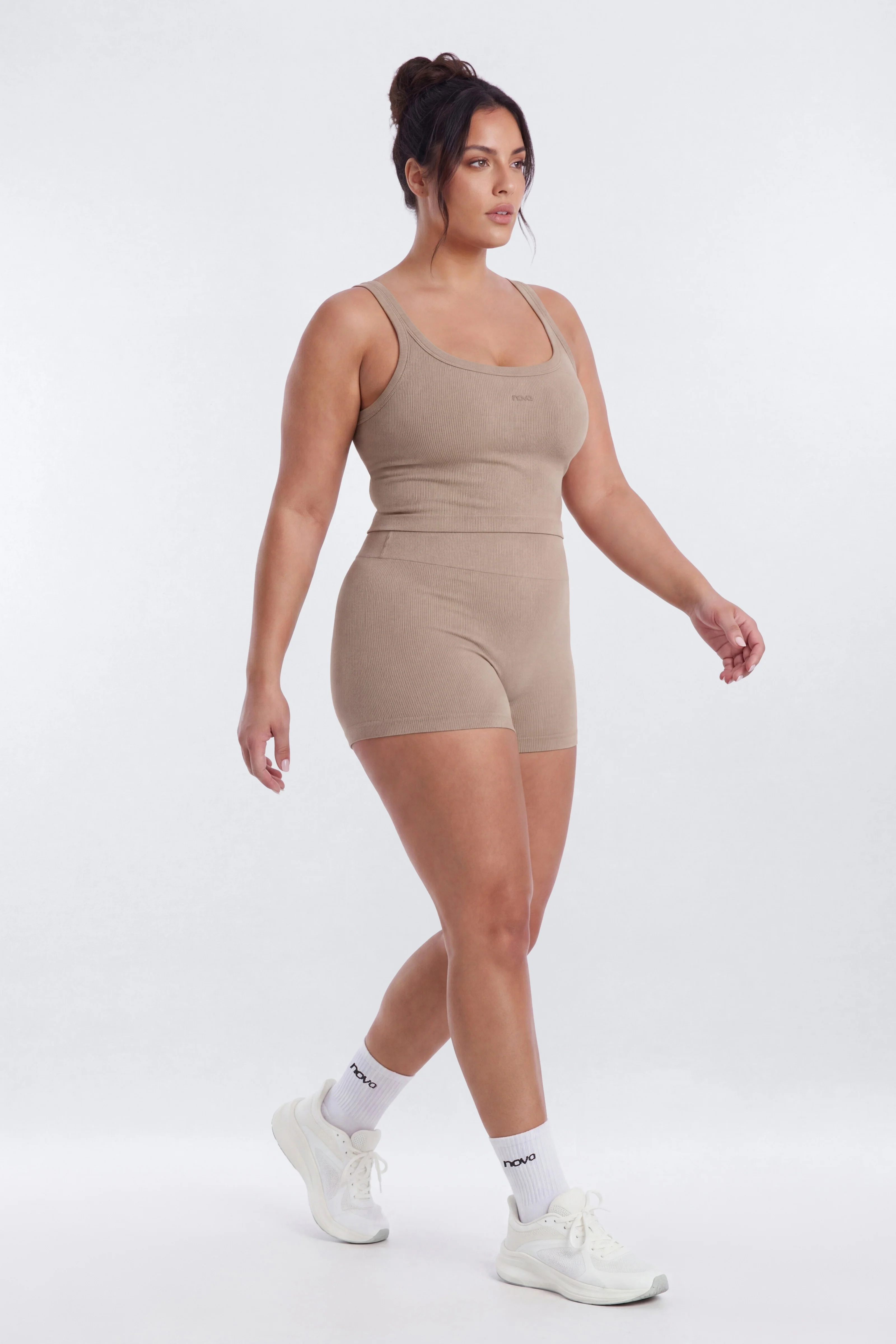 CottonFlex™ Double Lined Sports Cami Top - Taupe - Image 6