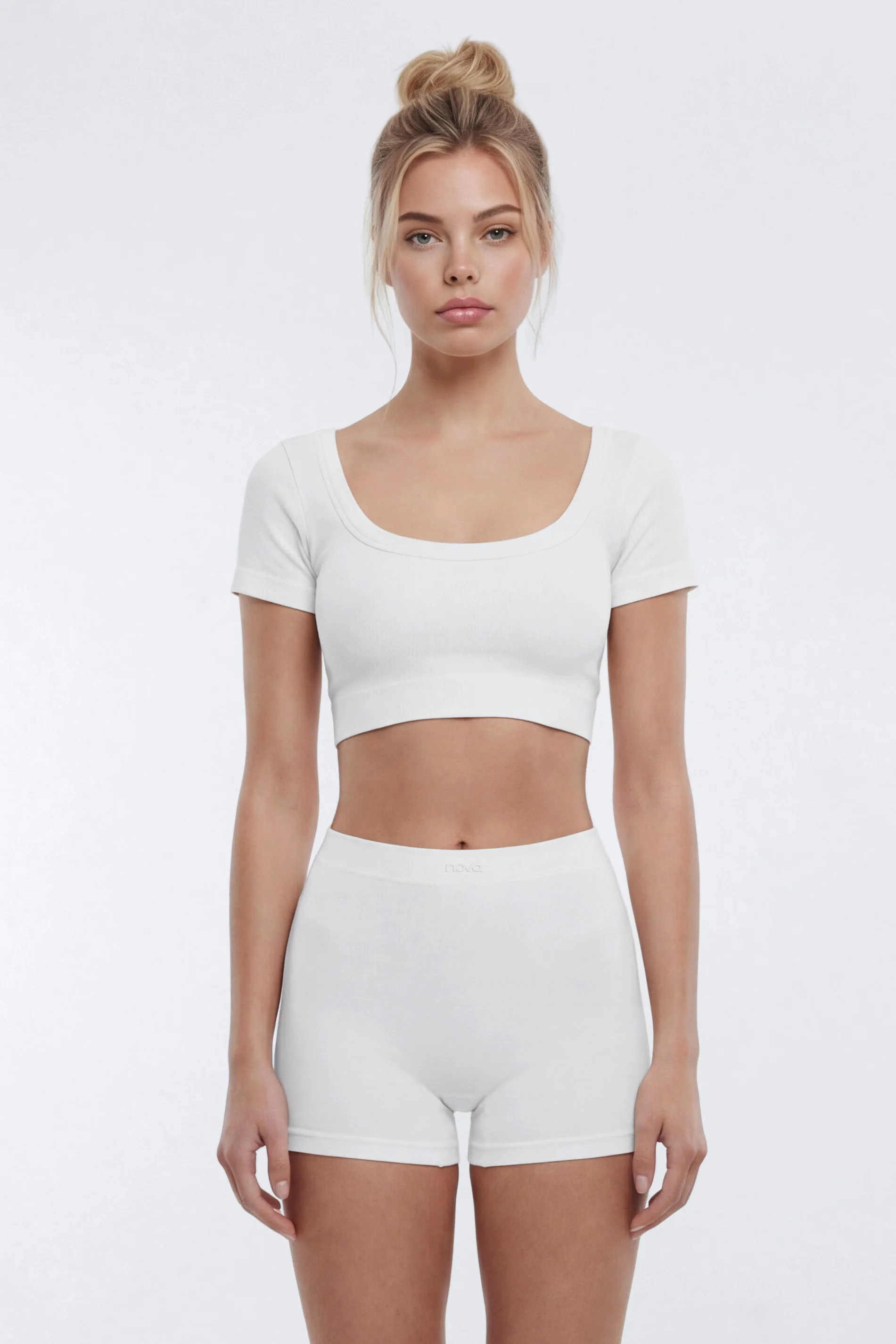 CottonFlex™ Short Sleeve Cropped Sports Top - White - Image 2