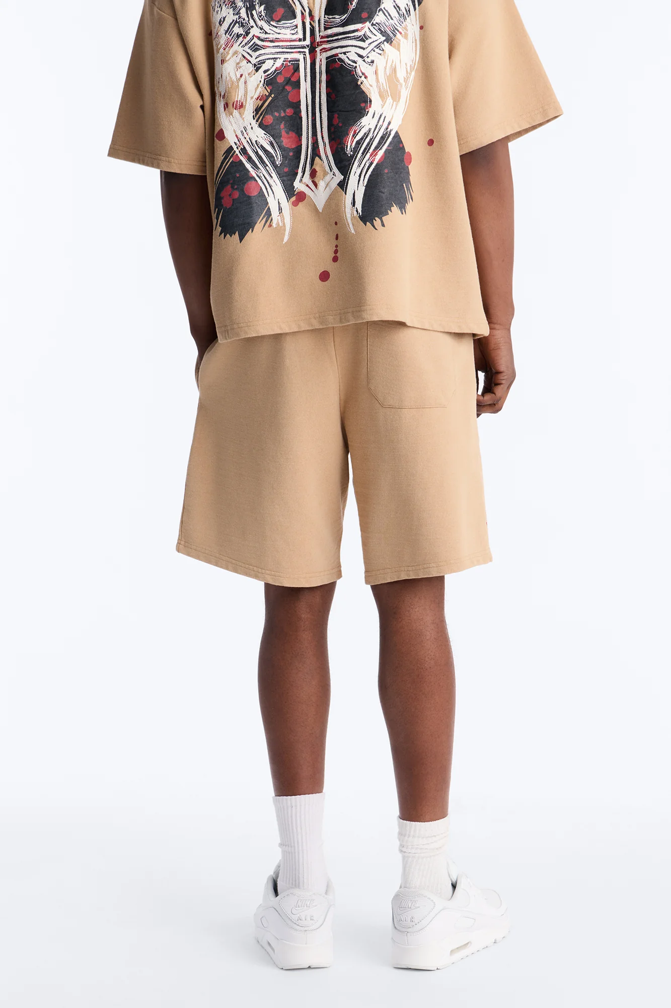 Count Your Blessings Embroidered Relaxed Sweatshort - Tan - Image 5