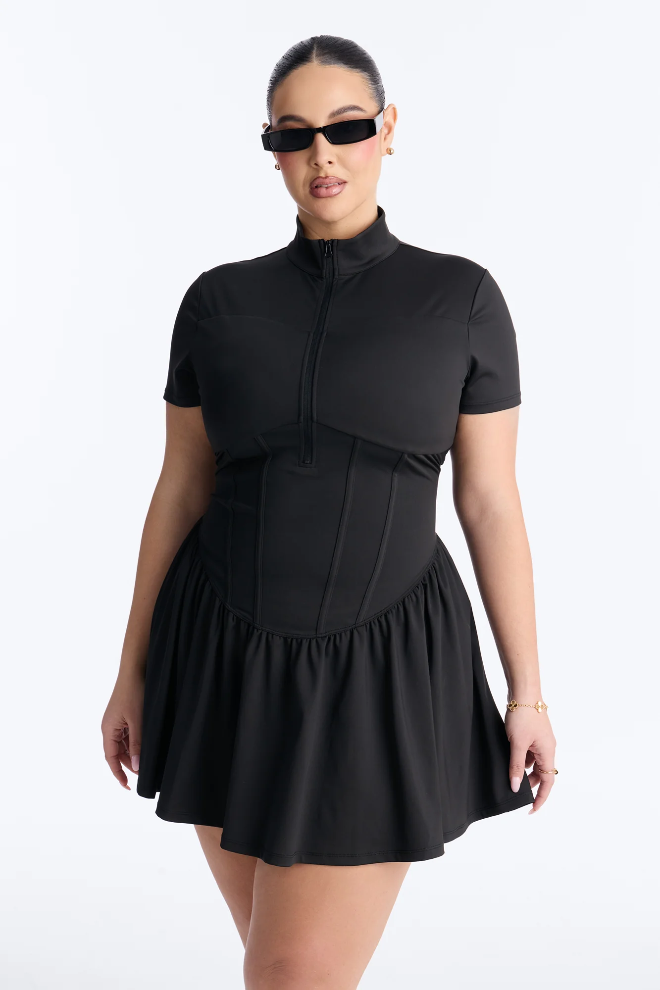 Country Club Short Sleeve Mini Dress - Black - Image 6