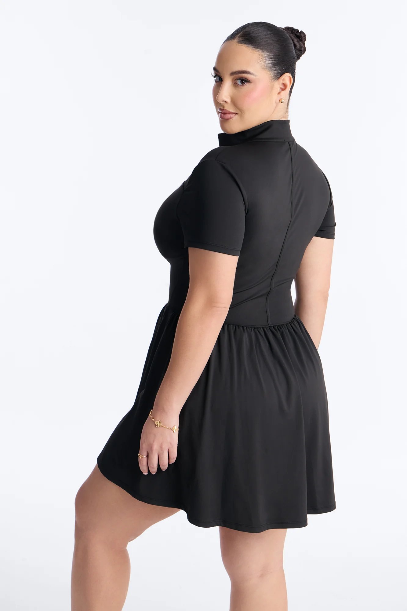 Country Club Short Sleeve Mini Dress - Black - Image 8