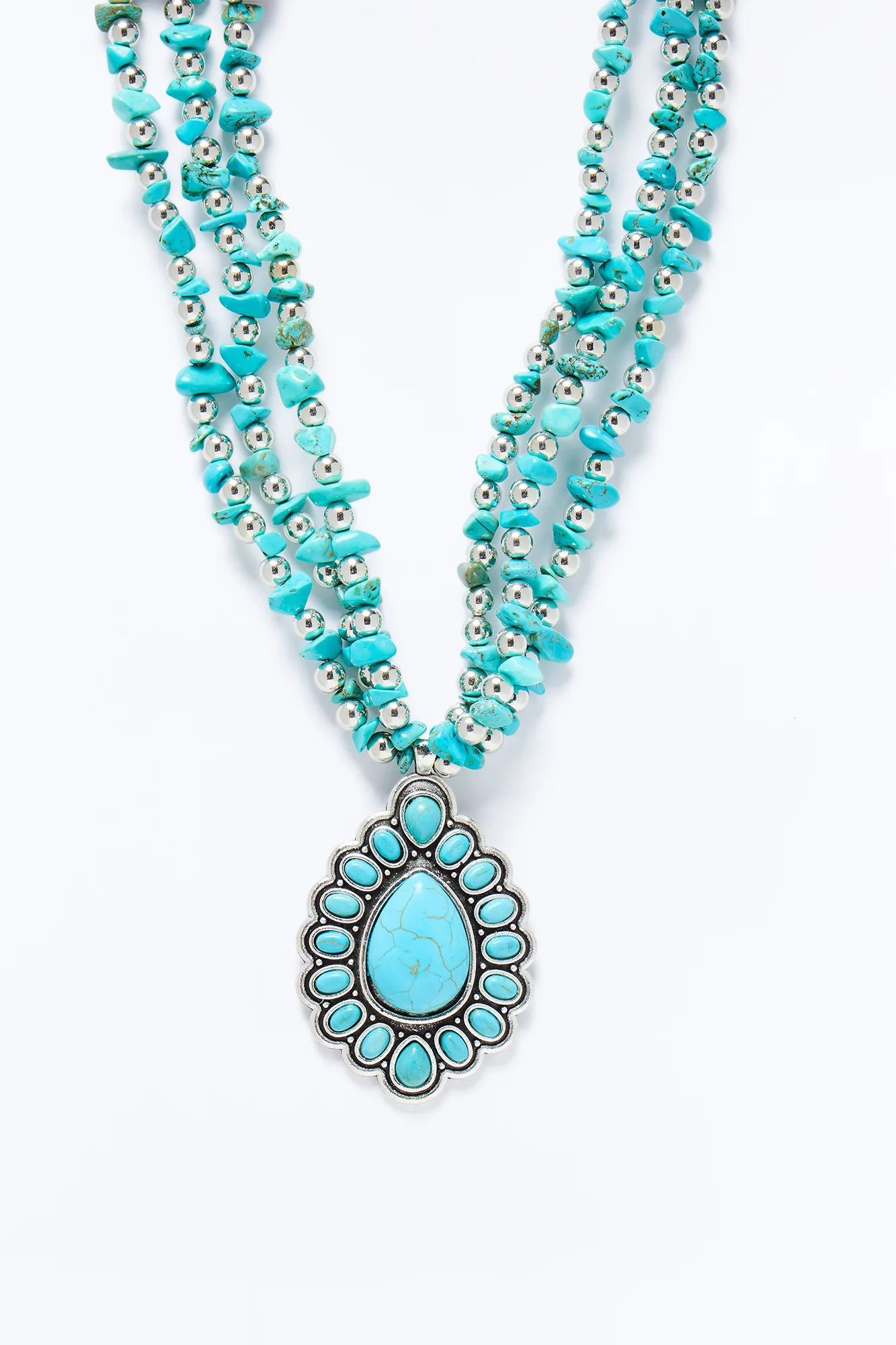 Country Girl Charm Jeweled Necklace - Turquoise - Image 3