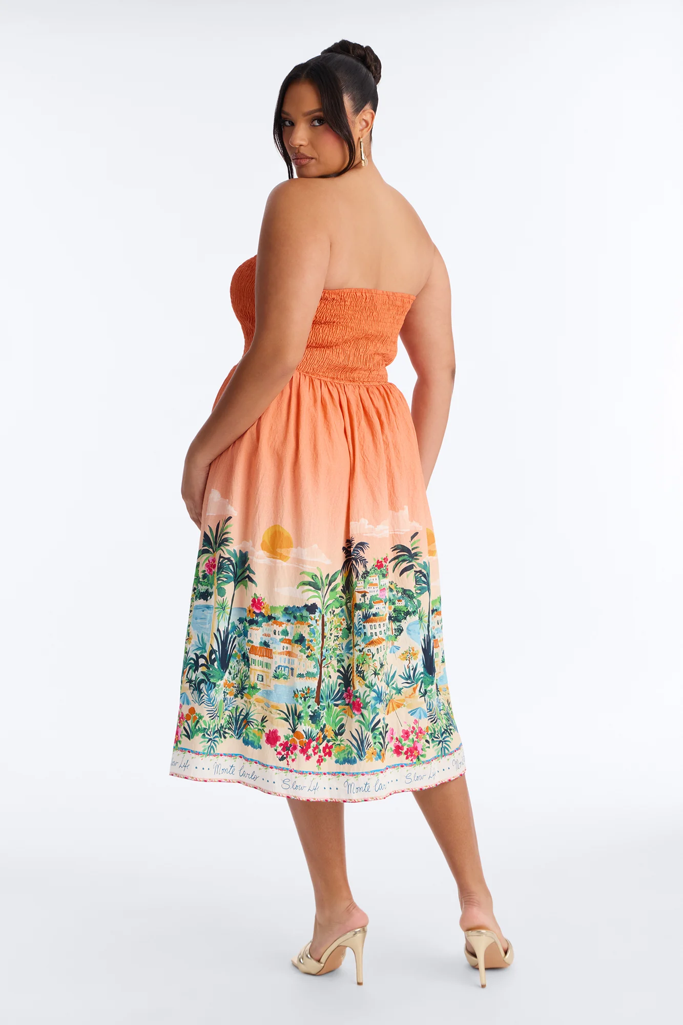 Courtney Printed Midi Dress - Orange/combo - Image 7