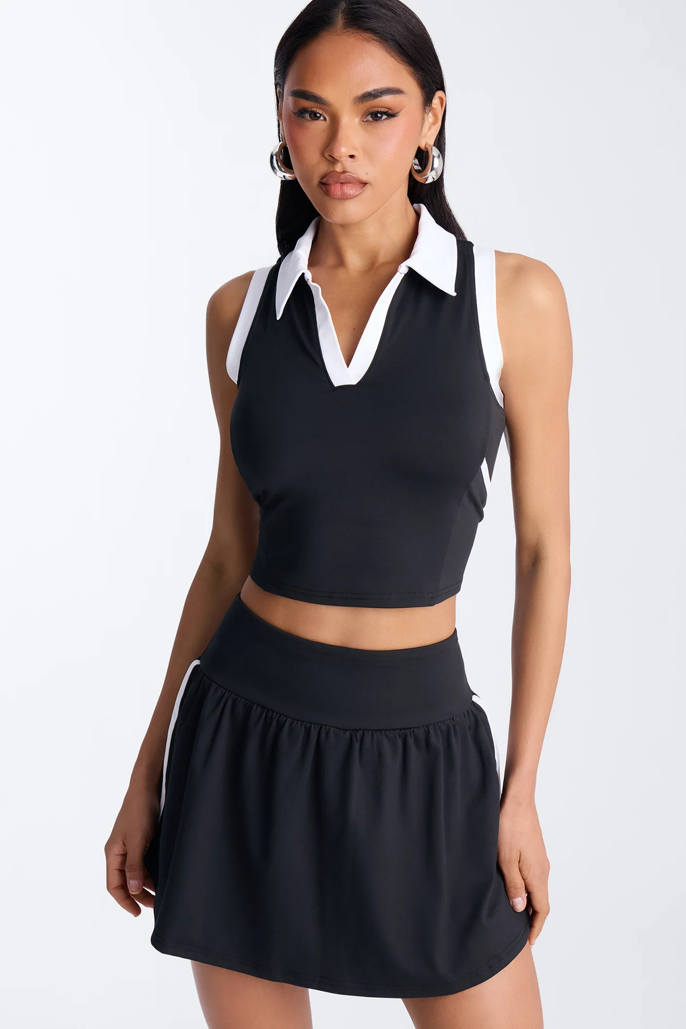 Courtside Cutie Mini Skirt Set - Black/White