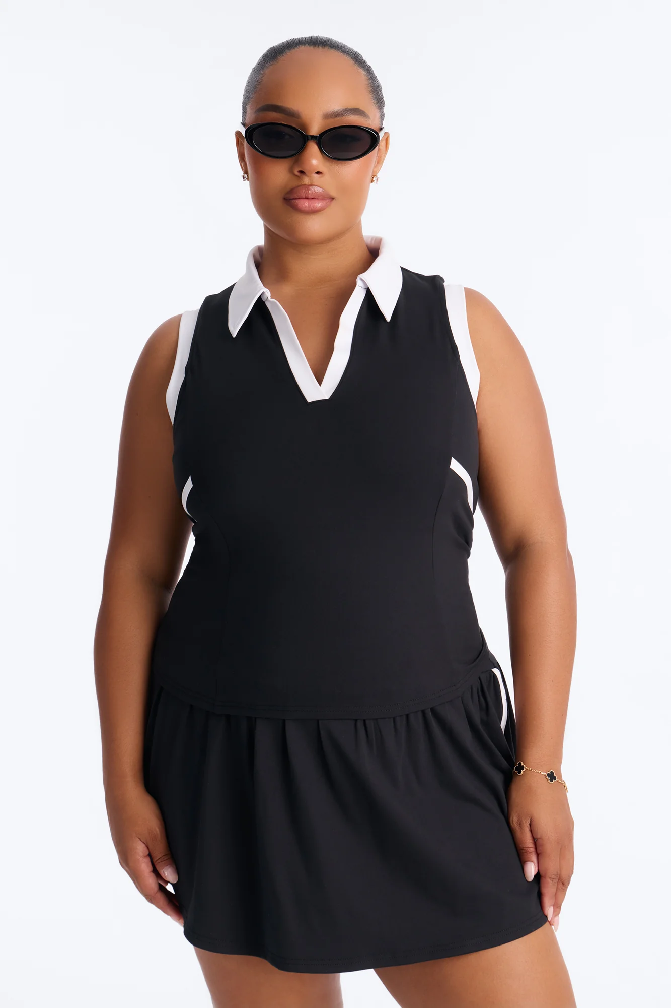 Courtside Cutie Mini Skirt Set - Black/White - Image 4