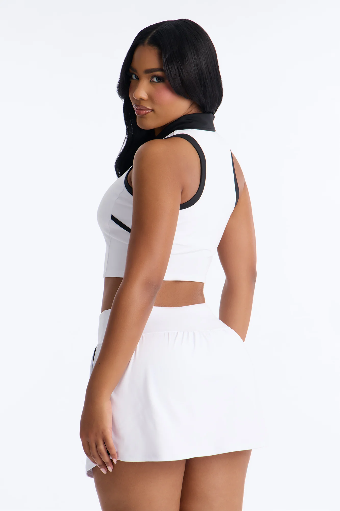 Courtside Cutie Mini Skirt Set - White/Black - Image 4