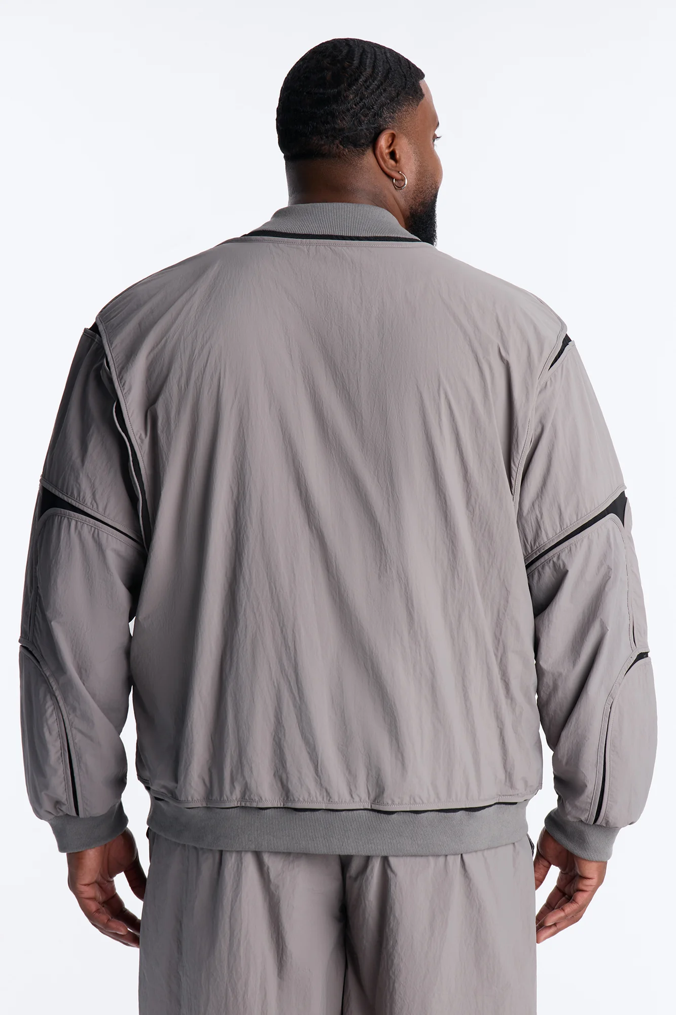 Courtside Mesh Paneled Bomber Jacket - Charcoal - Image 9