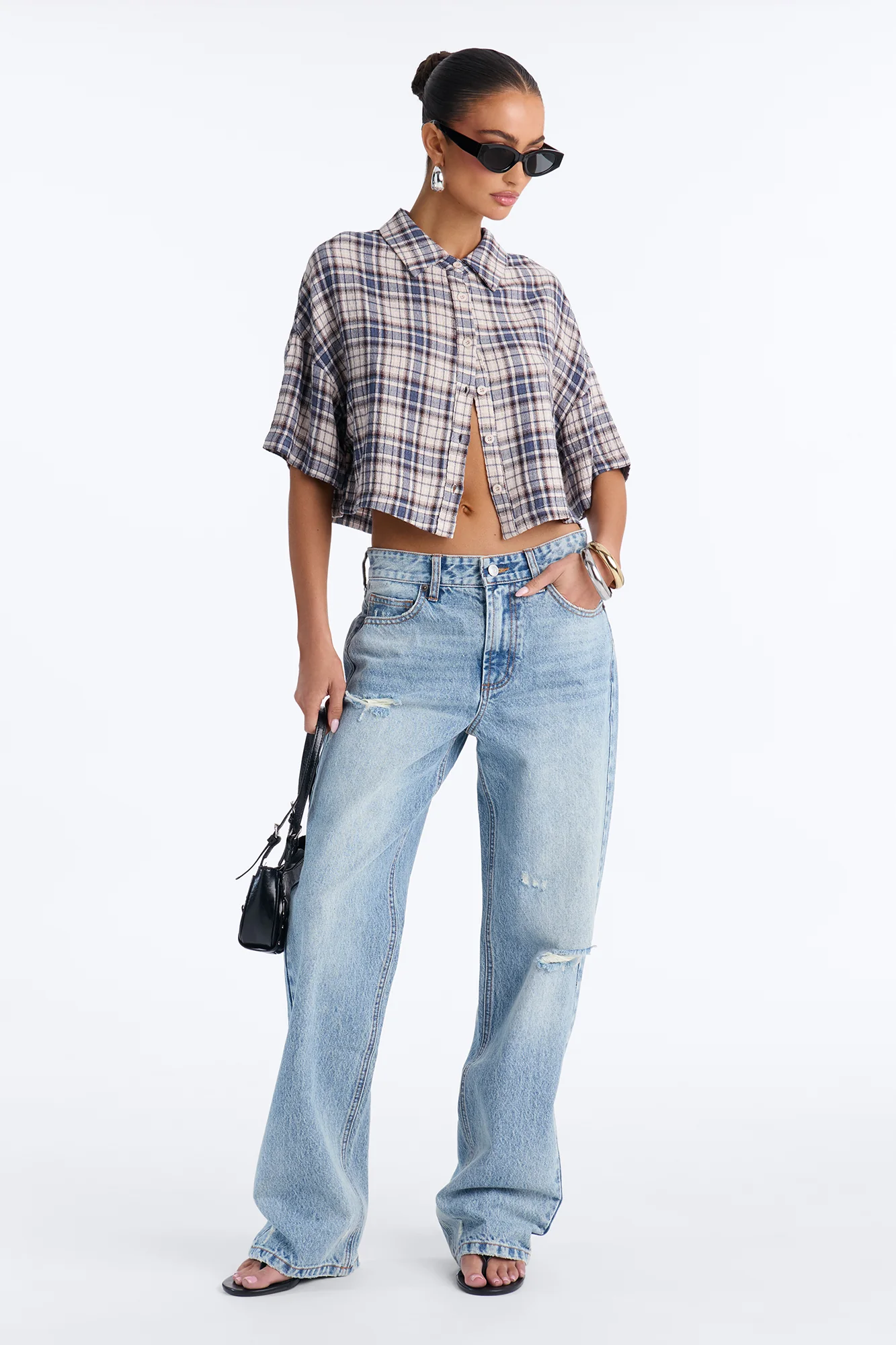 Cozy Girl Plaid Shirt - Blue/combo - Image 2