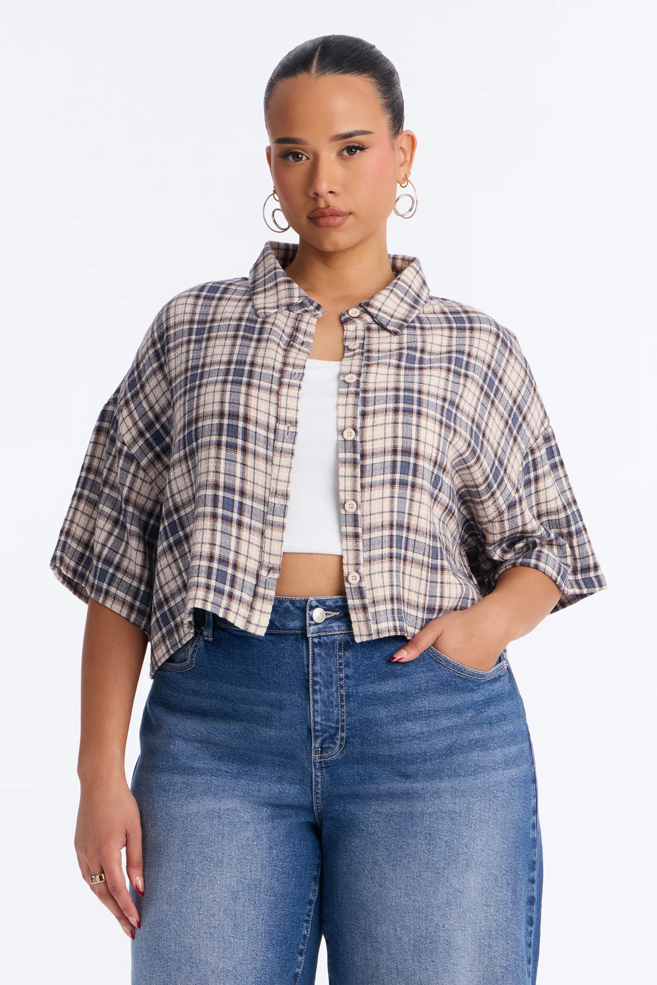 Cozy Girl Plaid Shirt - Blue/combo - Image 5