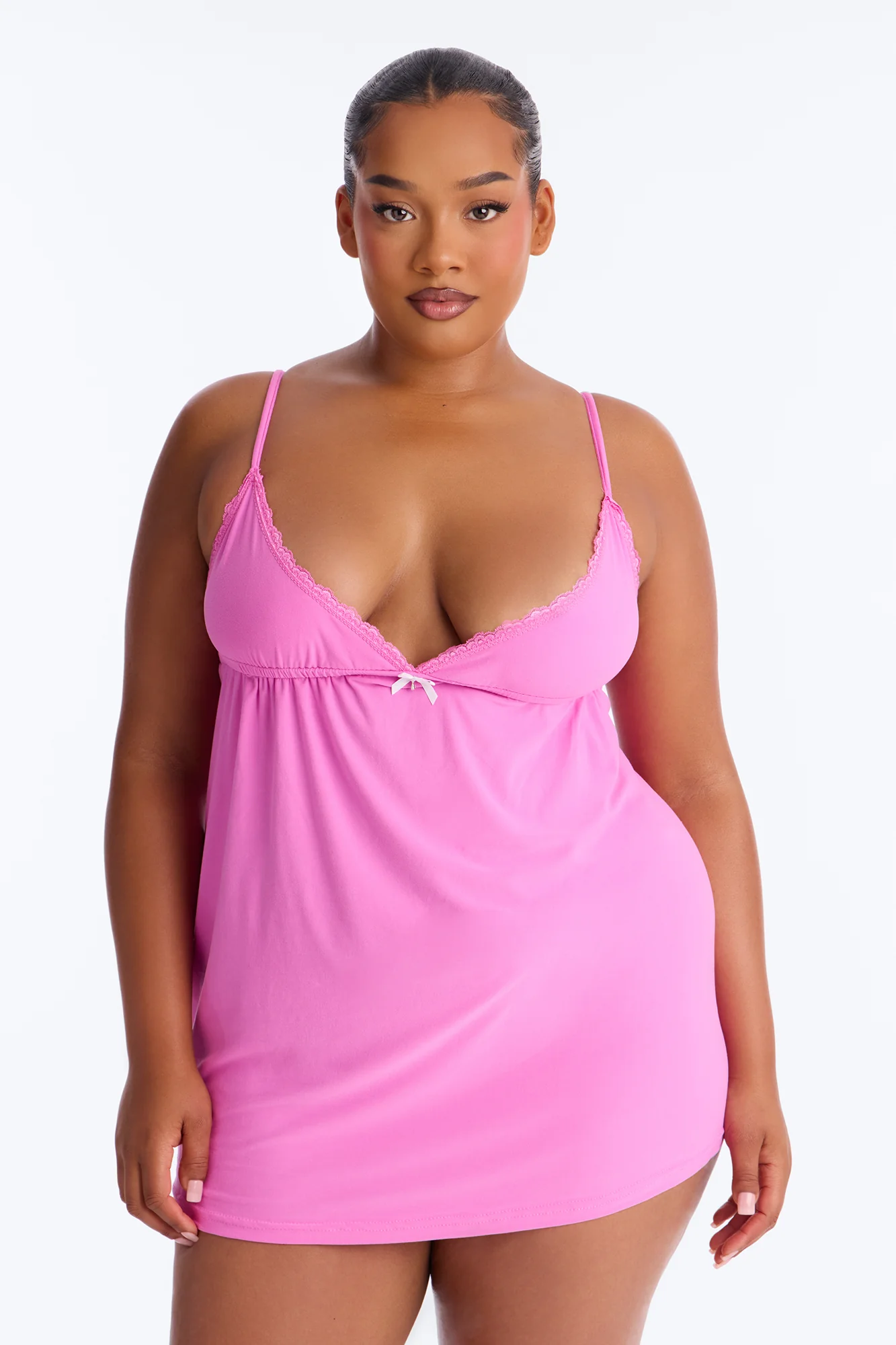 Cozy Up With Me PJ Sleep Dress - Hot Pink - Image 4