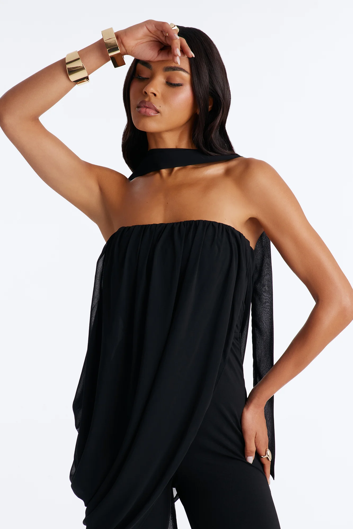 Cramen Scarf Capri Jumpsuit - Black - Image 2