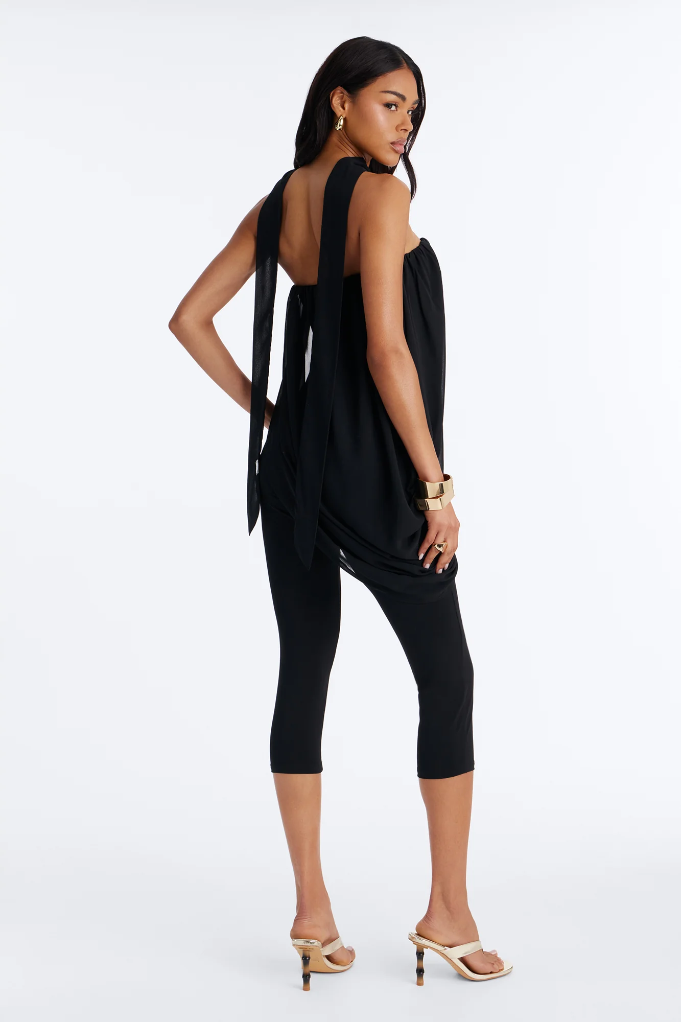 Cramen Scarf Capri Jumpsuit - Black - Image 4