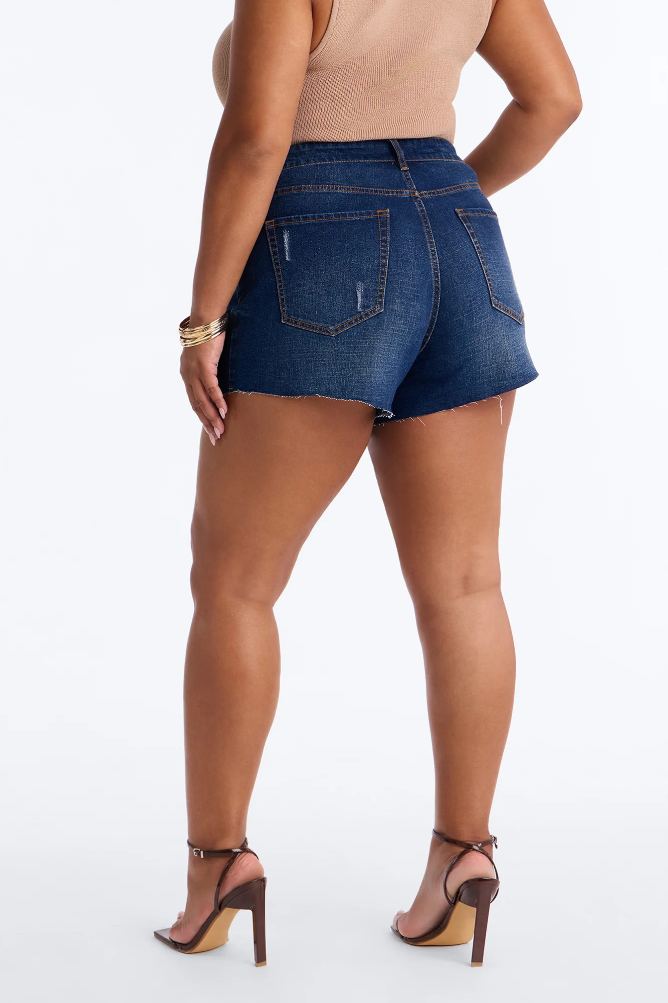Crashing Out Ripped Cut Off Denim Shorts - Dark Wash - Image 7