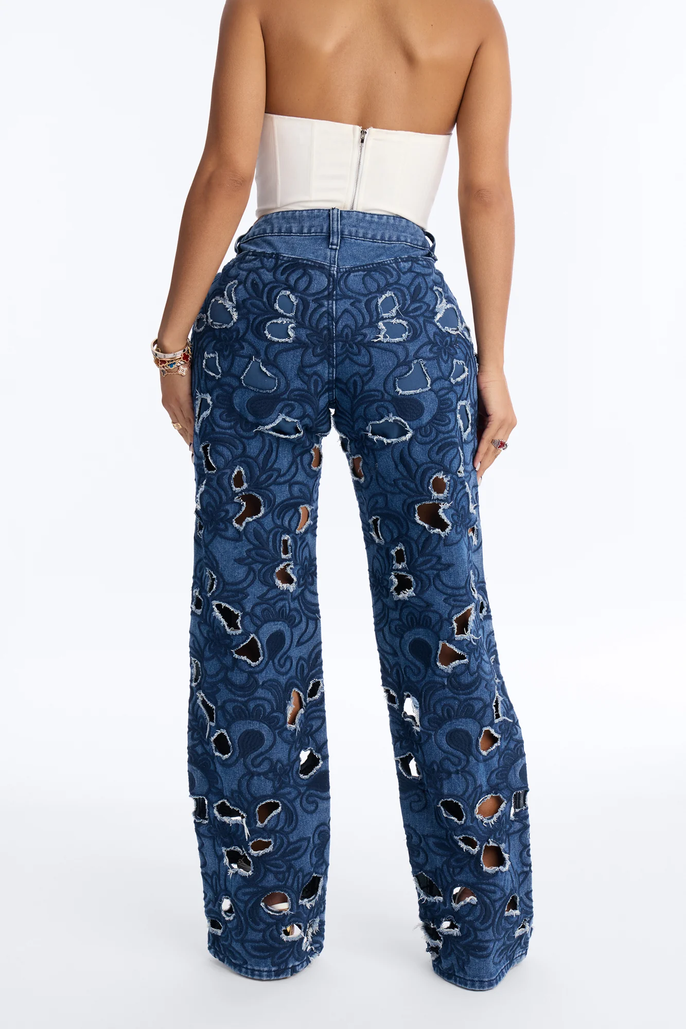 Crawley Broderie Cut Out Denim Jeans - Dark Wash - Image 4