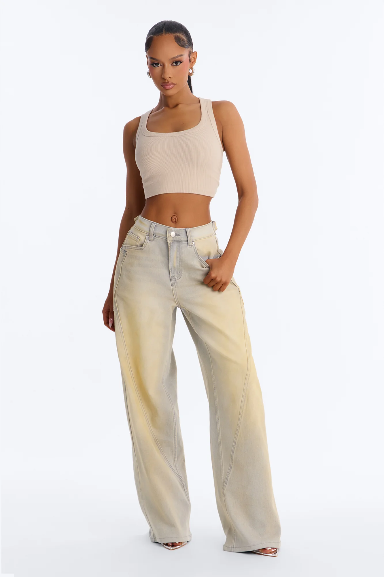 Creating Space Tinted Baggy Jeans - Light Wash - Image 2
