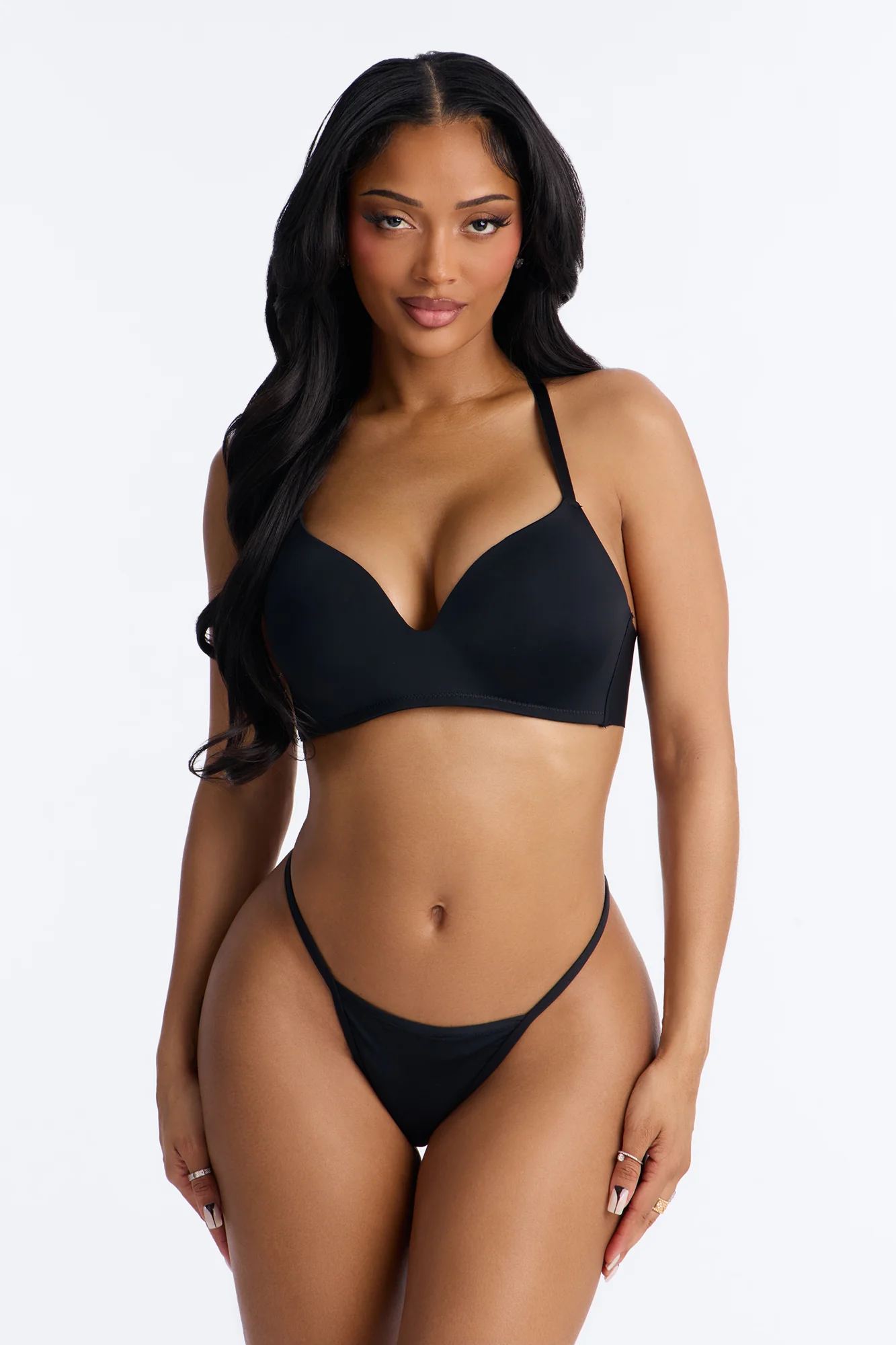 Criss Cross Comfort Wirefree Lightly Padded Bra - Black - Image 2