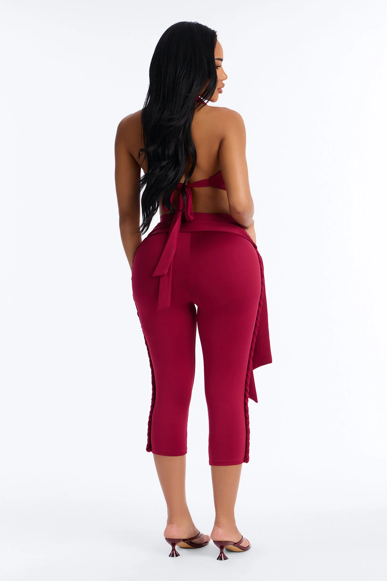 Crissa Halter Capri Pant Set - Red - Image 4