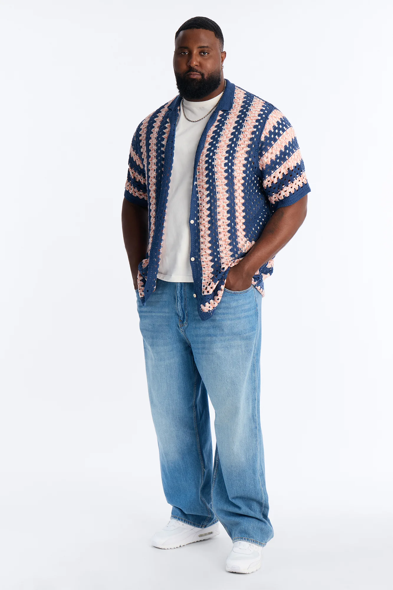 Cropped Color Paradise Crochet Button Up Shirt - Multi Color - Image 6